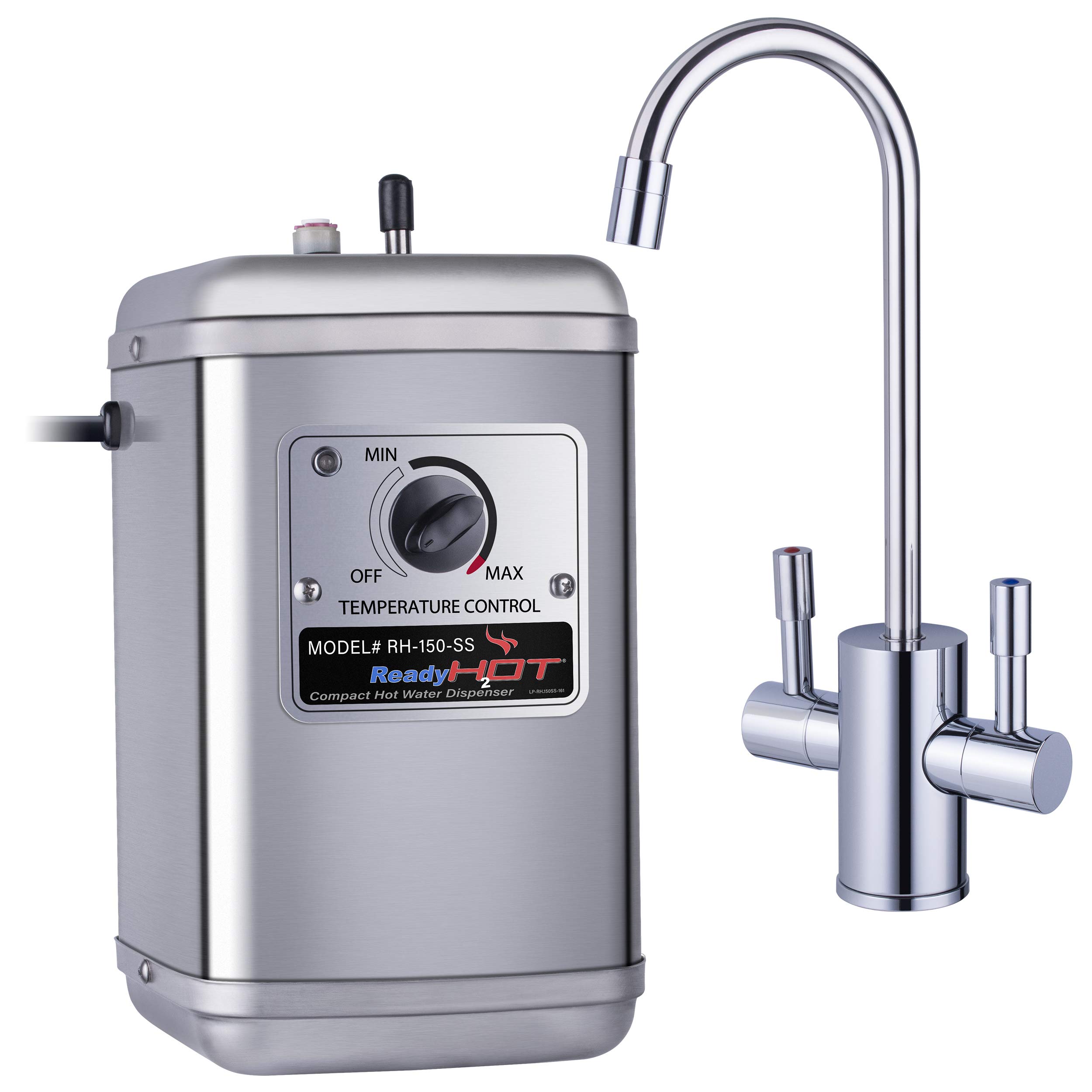 Instant Hot Water Dispenser - Stainless Steel Tank, Wall Mounted, Adjustable Temperature Control, Hot & Cold Dual-Lever Faucet (Chrome Finish) - Perfect for Kitchen, Office, or RV Use - Model 41-RH-150-F560-CH