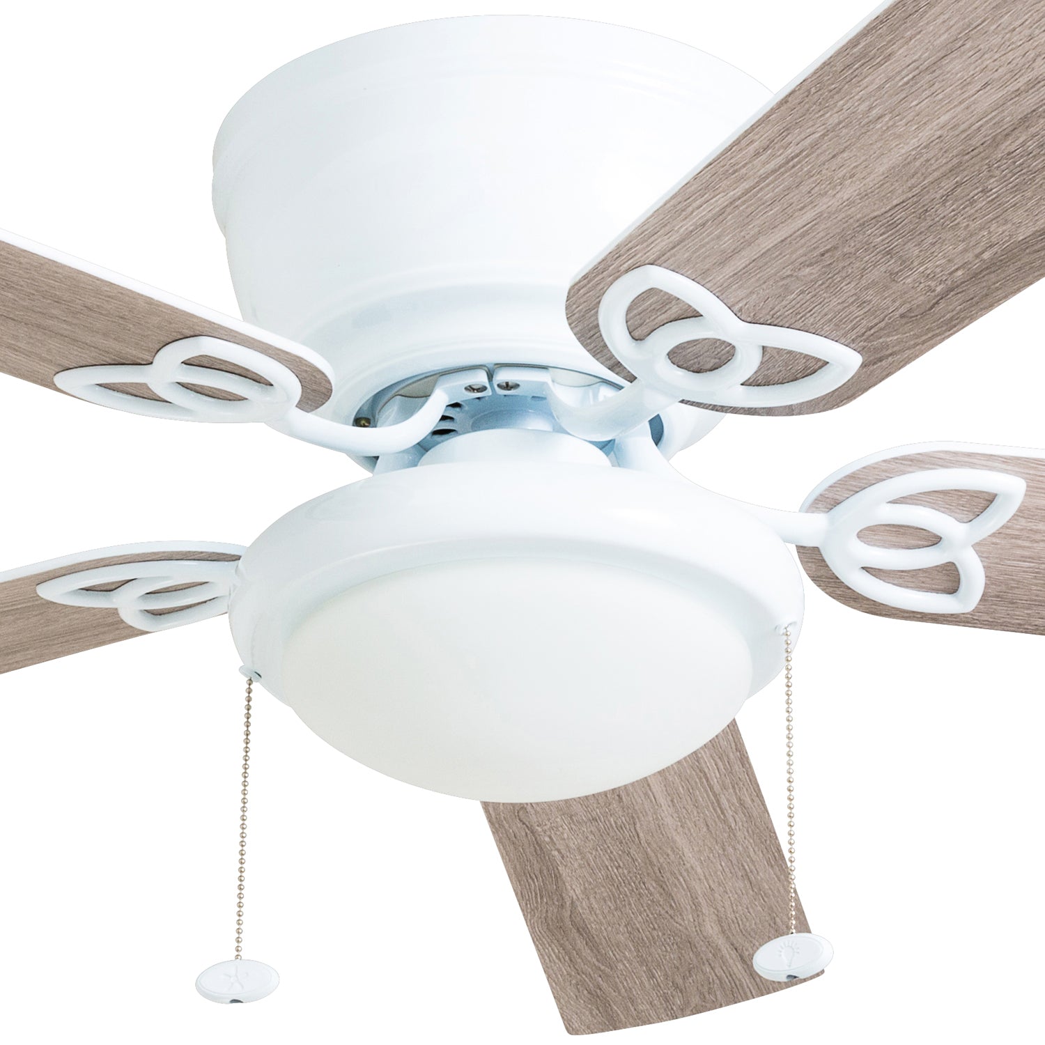 52 Inch Benton White Ceiling Fan with Pull Chain - Energy Efficient, Quiet Operation for Living Room, Bedroom, and Office
