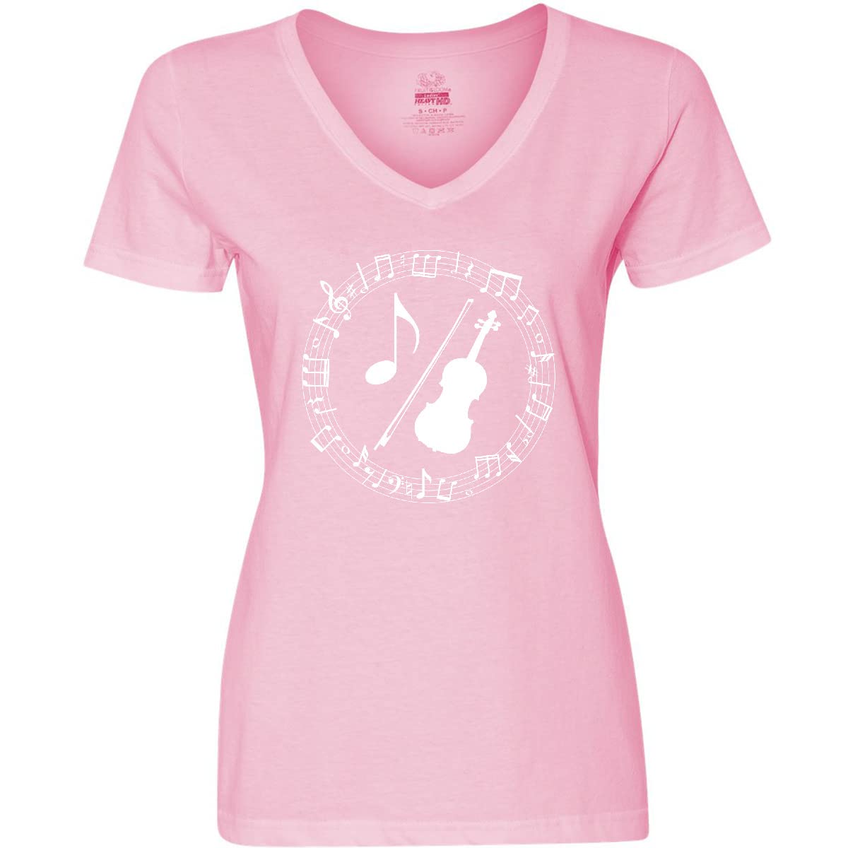 Inktastic Violin Lover Gift - Women's V-Neck T-Shirt for Musicians | Perfect for Violinists, Music Teachers & Orchestra Members