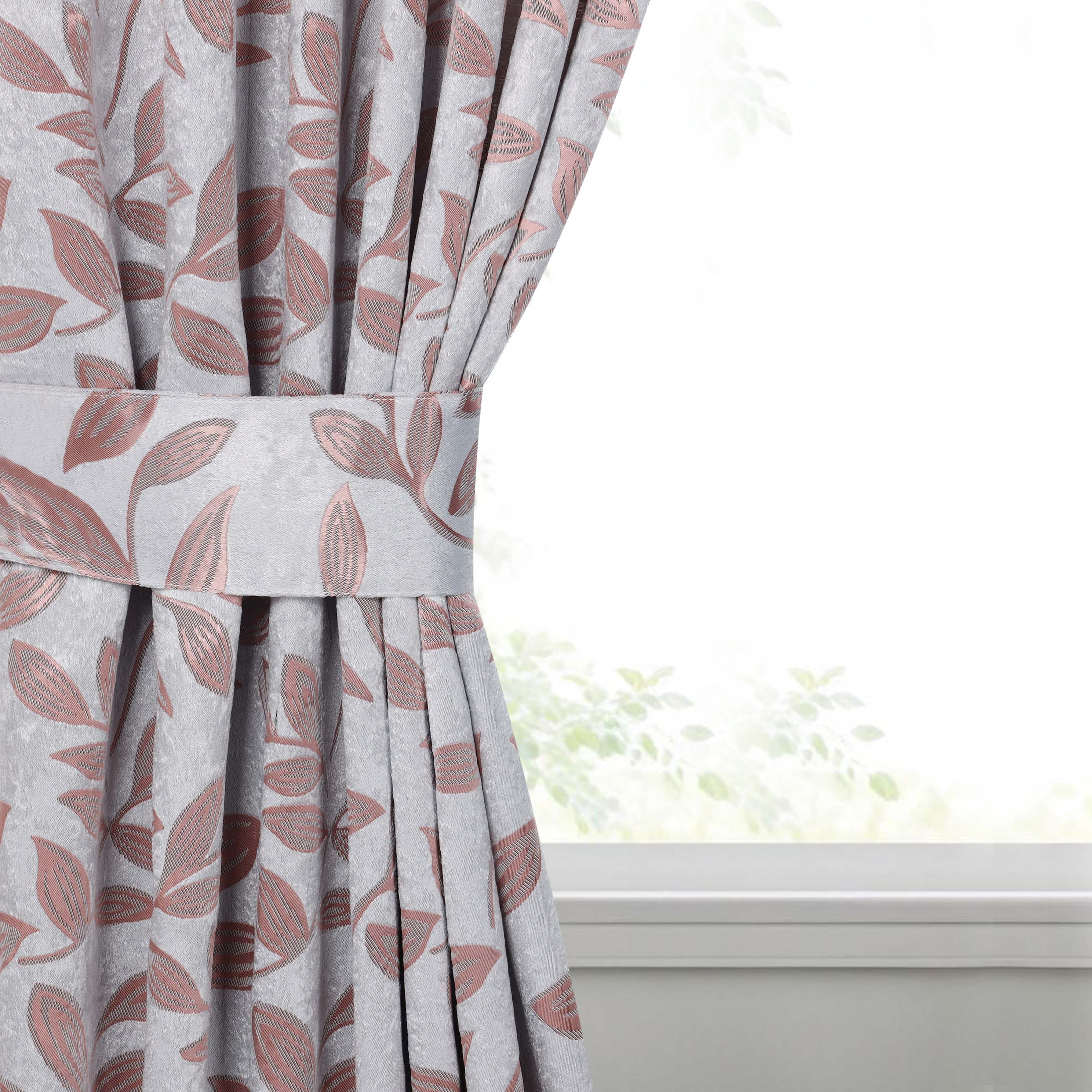 Blackout Curtains for Bedroom - Set of 2 Panels, 100% Room Darkening Thermal Insulated Drapes with Leaves Pattern - Perfect for Nursery, Home Theater & Light Sleepers