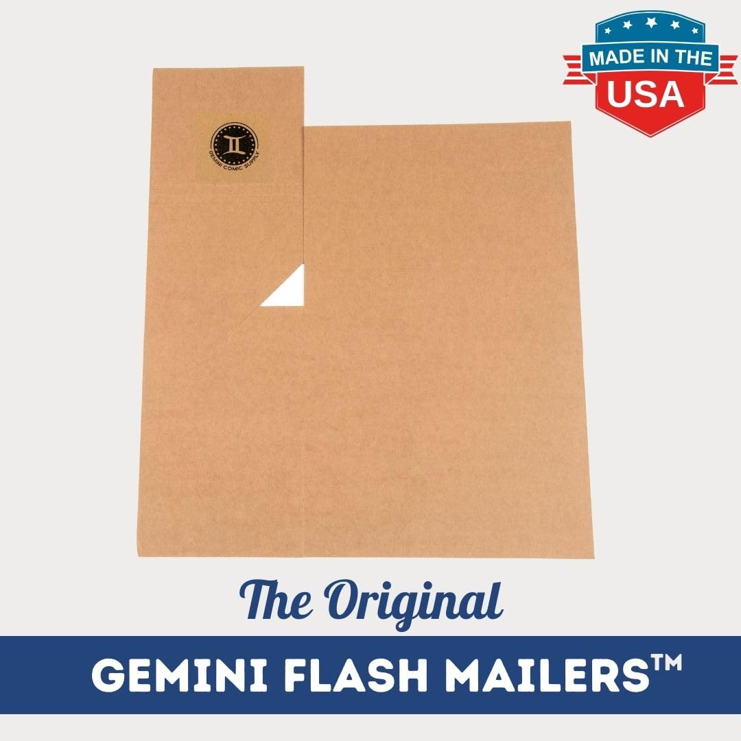 Gemini Comic Book Mailers - 10.75x7.5x1 Inch (Pack of 100) | Crush Proof, Stay Flat, Easy Fold Shipping Boxes | Perfect for Comic Books, Collectibles, Trading Cards & Magazine Mailing | Durable Rigid Mailers for Safe Shipping & Storage