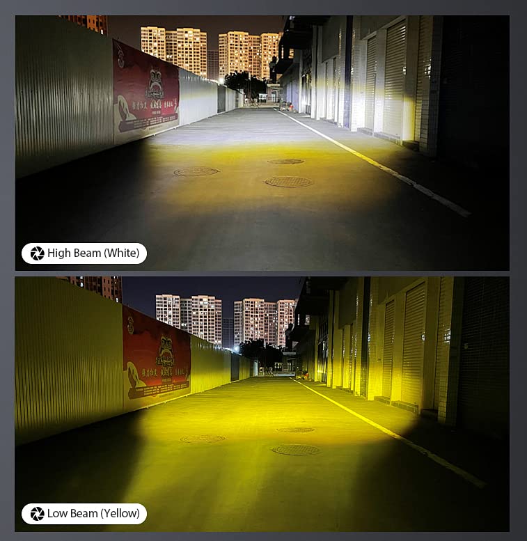 6500LM Motorcycle LED Fog Lights - High White & Low Yellow Auxiliary Driving Bulbs with Wired Controller Switch & Flashing Lens (2 Pack) - Perfect for Night Riding, Off-Road Adventures & Emergency Lighting