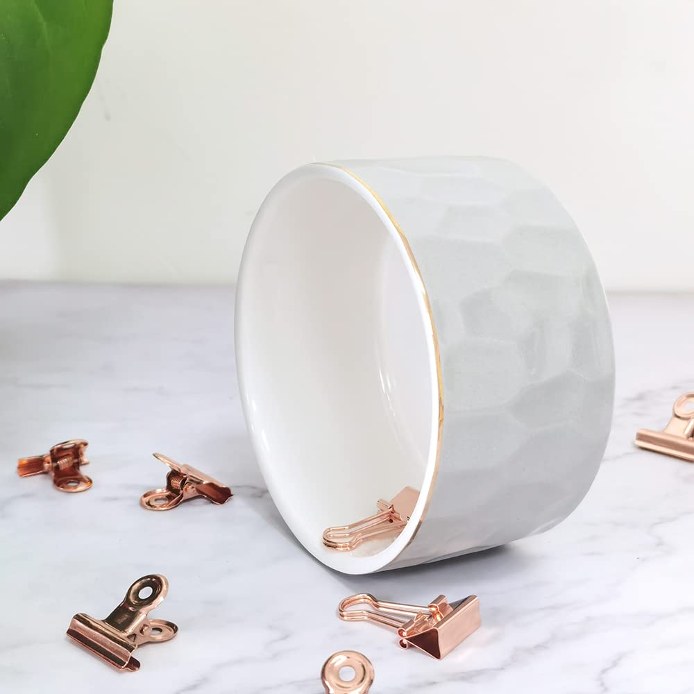 Ceramic Paper Clip Holder - Stylish Desk Organizer for Office & Home, Light Grey | Perfect for Paperclips, Notes & Small Stationery Items
