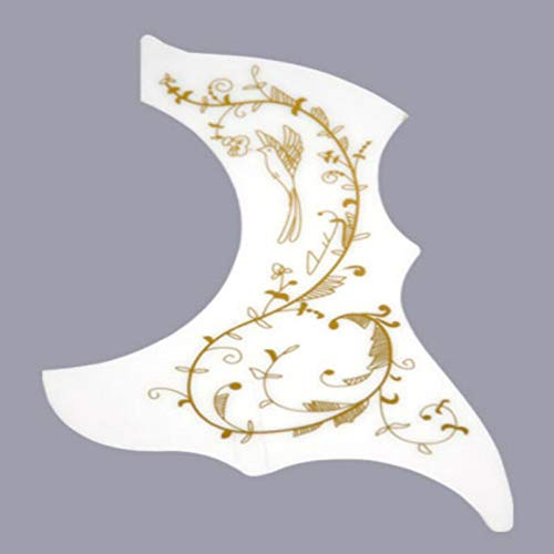 Acoustic Guitar Pickguard - Hummingbird Scratch Plate with Adhesive Backing (White Golden) | Durable Guitar Parts & Accessories for Protection & Style | Perfect for Acoustic Guitars, Performances & Studio Recordings