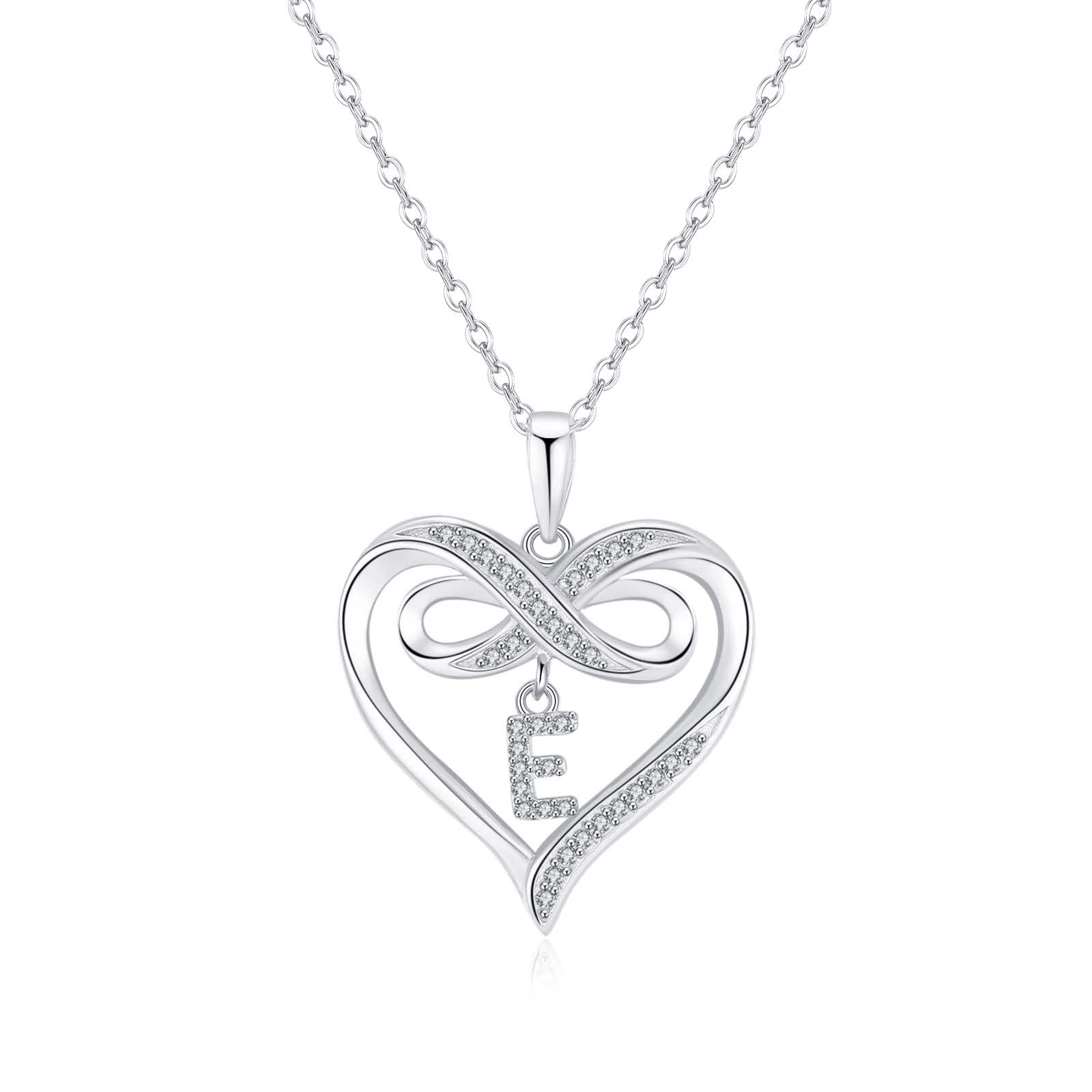 Infinity Heart Initial Necklace for Women - 925 Sterling Silver Personalized Name Necklace | Dainty Heart Pendant Jewelry Gift for Her | Perfect for Valentine's Day, Anniversary & Birthday Gifts | Everyday Wear & Special Occasions