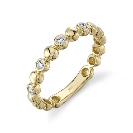 14K Yellow Gold 0.12 Carat Diamond Bezel Band Ring for Women - Elegant Wedding, Anniversary, or Everyday Jewelry Gift
