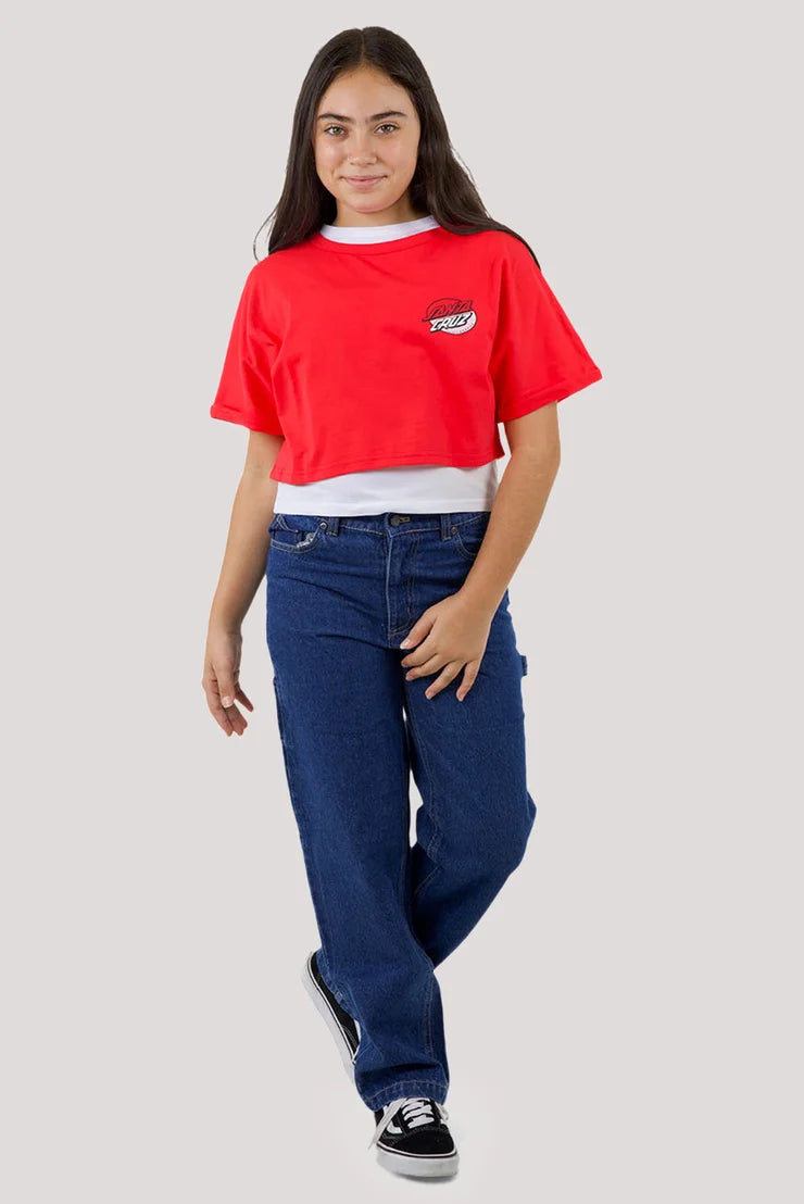 Santa Cruz Oval Dot Splice Chest Girls Tee - Trendy Graphic T-Shirt for Teen Girls - Perfect for Casual Wear, School, and Street Style