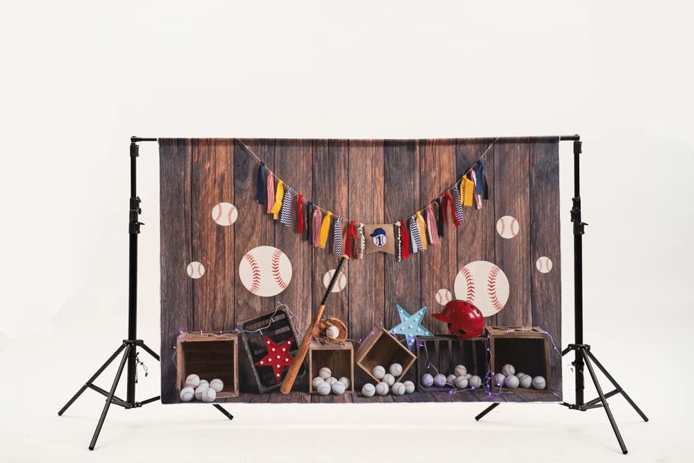 8x8ft Happy Birthday Backdrop - Brown Wood Wall Photography Background for Baseball Theme Parties, Kids Photo Studio Props & Home Decor | Perfect for Birthday Photoshoots, Baby Showers & Family Events