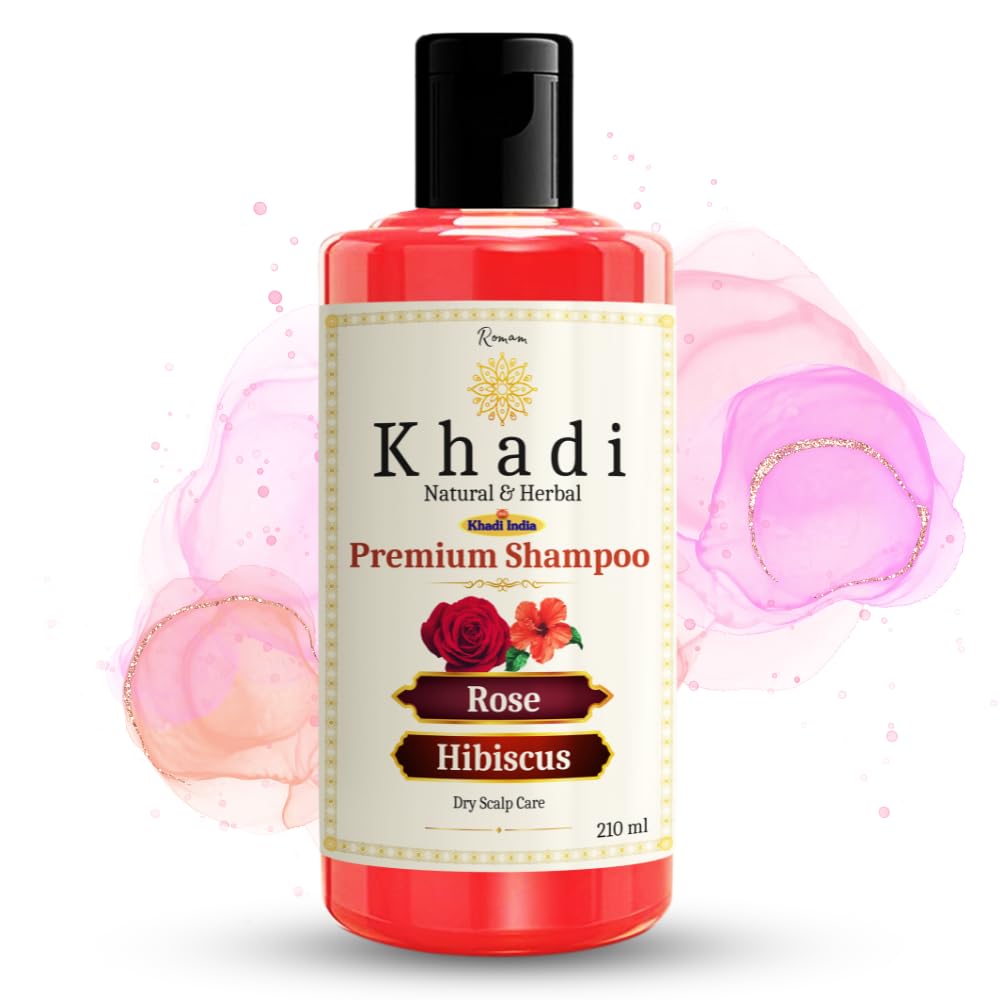 KHADI Ayurvedic Anti Dandruff Shampoo with Rose & Hibiscus - 210ml Sulfate-Free Natural Hair Care for Dry Scalp | Pack of 1 | Perfect for Daily Use & Sensitive Scalp