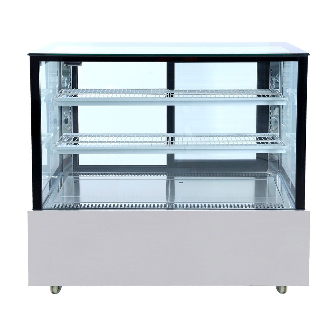 BonVue Black Trim Square Glass Cake Display Stand with 2 Shelves - 47.2