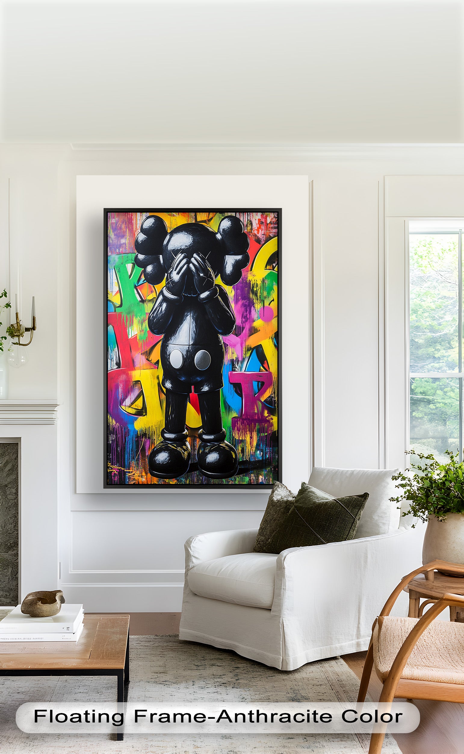 KAWS Oil Painting - Behind the Hands Wall Art | Modern Pop Art Home Decor for Living Room, Bedroom & Office