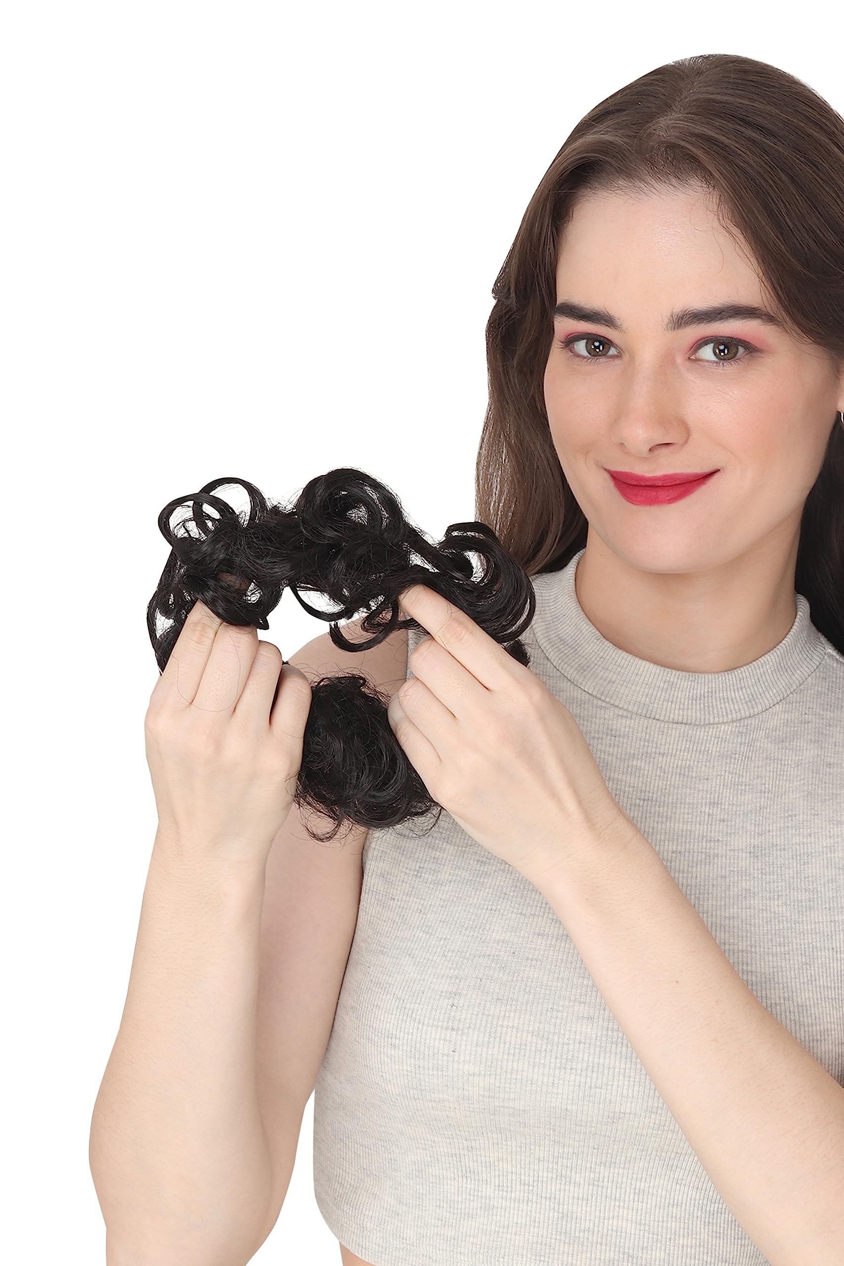 MoonEyes 1 PCS Black Synthetic Fiber Hair Bun Extension for Women & Girls - Perfect for Updos, Ponytails & Cosplay Hairstyles