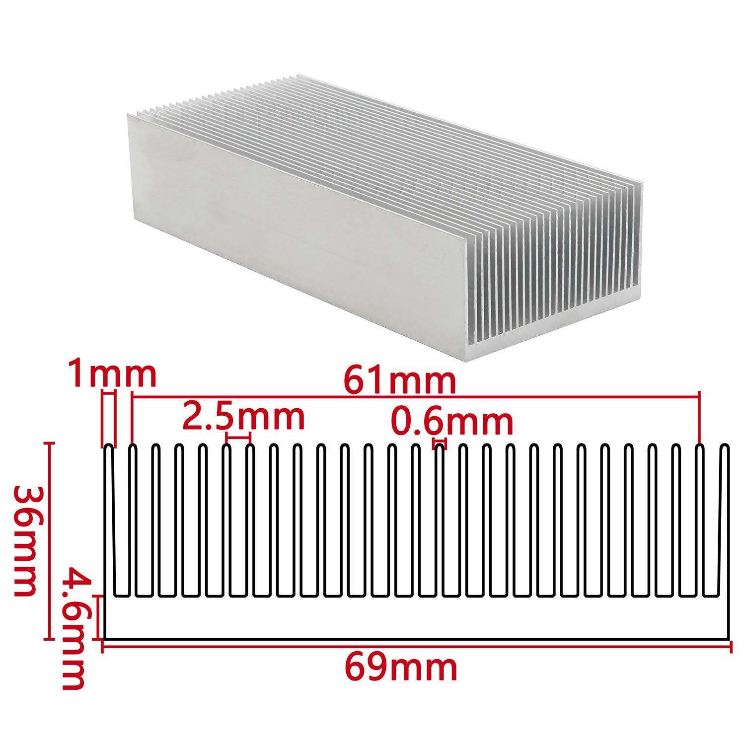 High Power Aluminum Heatsink Cooling Module - Large Heat Sink Radiator for LED, Amplifier & Transistor - Perfect for Electronics Cooling & DIY Projects