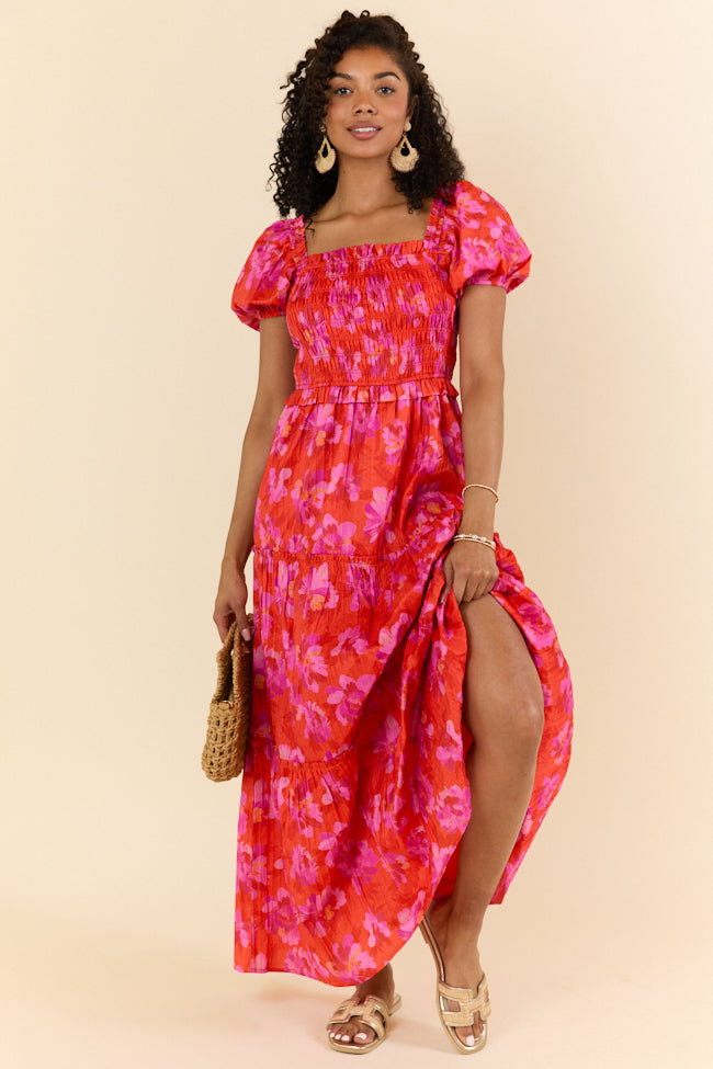 Elegant Purple and Orange Maxi Dress for Women - Flowy Summer Beach Dress, Boho Party Outfit & Vacation Wear - Comfortable & Stylish Long Dress