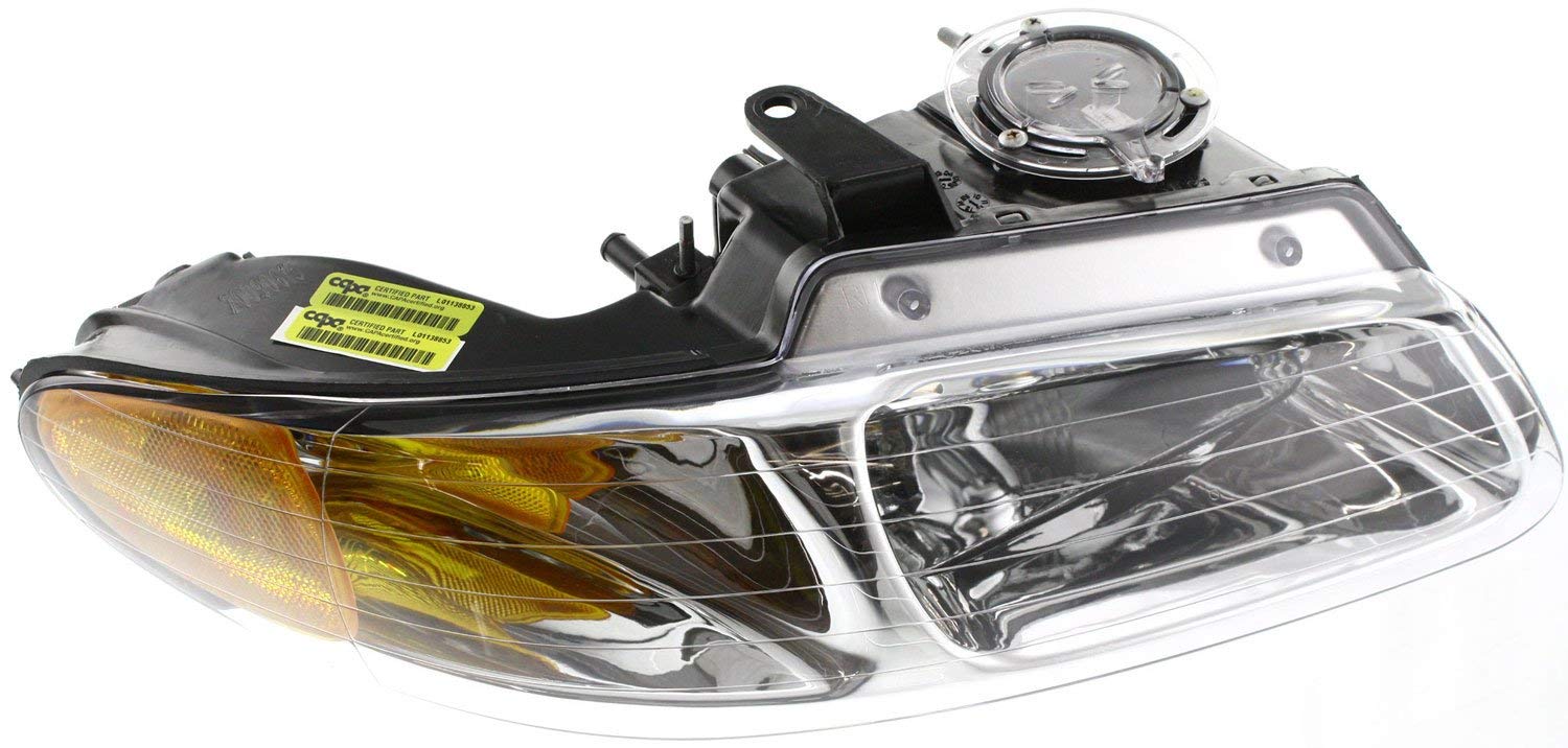 Evan Fischer Driver & Passenger Side Headlight Assembly for 1996-1999 Dodge Grand Caravan | Halogen Replacement with Bulbs | Compatible with Non-Quad Light Models | Replaces #4857041AB & #4857040AB | Perfect for Night Driving & Vehicle Restoration