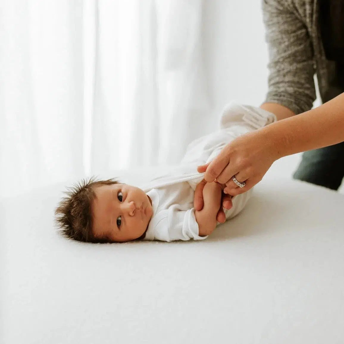Swaddelini Bamboo Swaddle Sleep Sack - Soft & Breathable Baby Wrap Blanket for Newborns to 6 Months, Beige | Perfect for Nighttime Sleep, Naptime & Swaddling Comfort