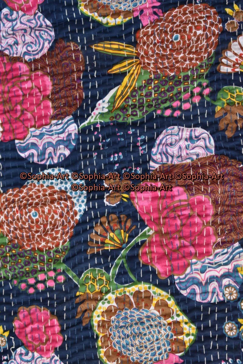 Sophia-Art Reversible Indian Kantha Quilt - Twin/King Size 108