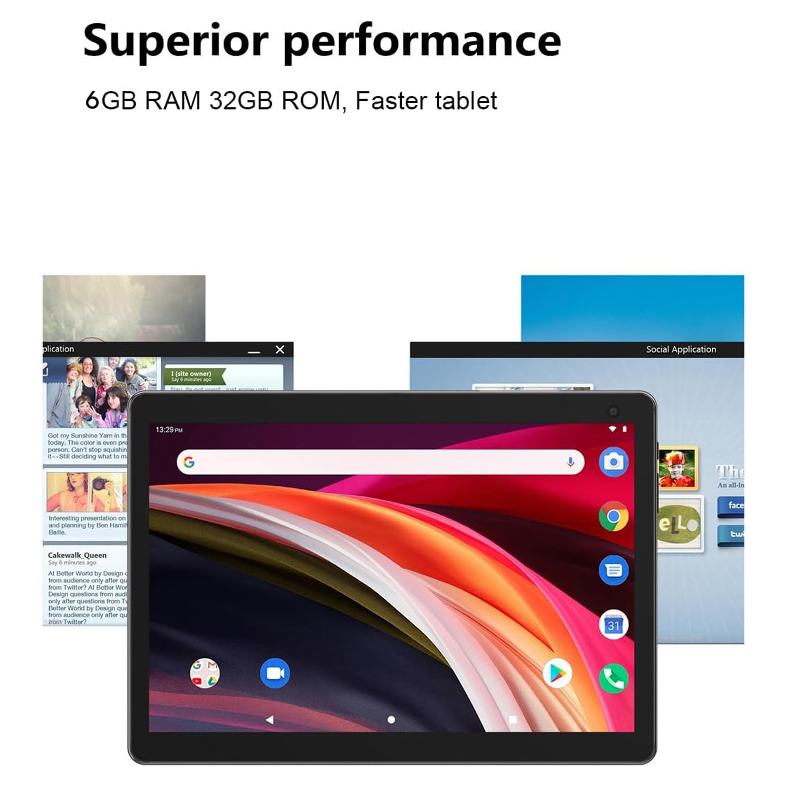 COOPERS 10 Inch Android Tablet - Android 14 OS, Quad Core Processor, 32GB Storage, 6GB RAM, 8MP Camera | Long Battery Life Black Tablet for Work, Study & Entertainment