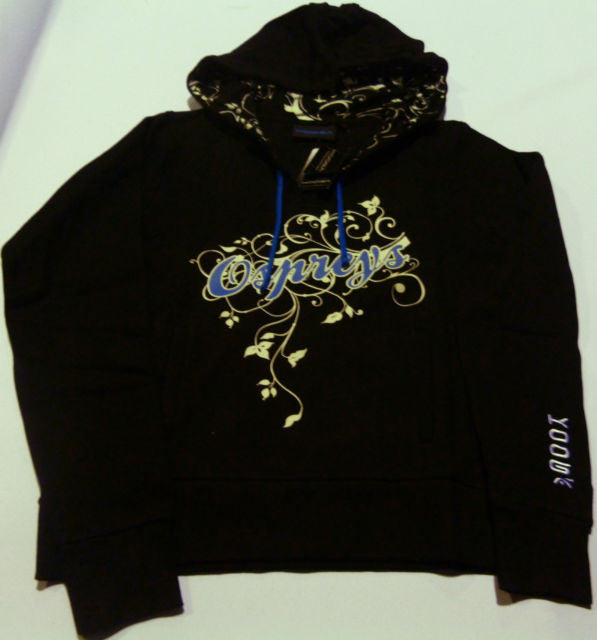 Kooga Ospreys Ladies Supporters Script Rugby Hoody - Black | Women's Rugby Fan Hoodie for Game Day & Casual Wear