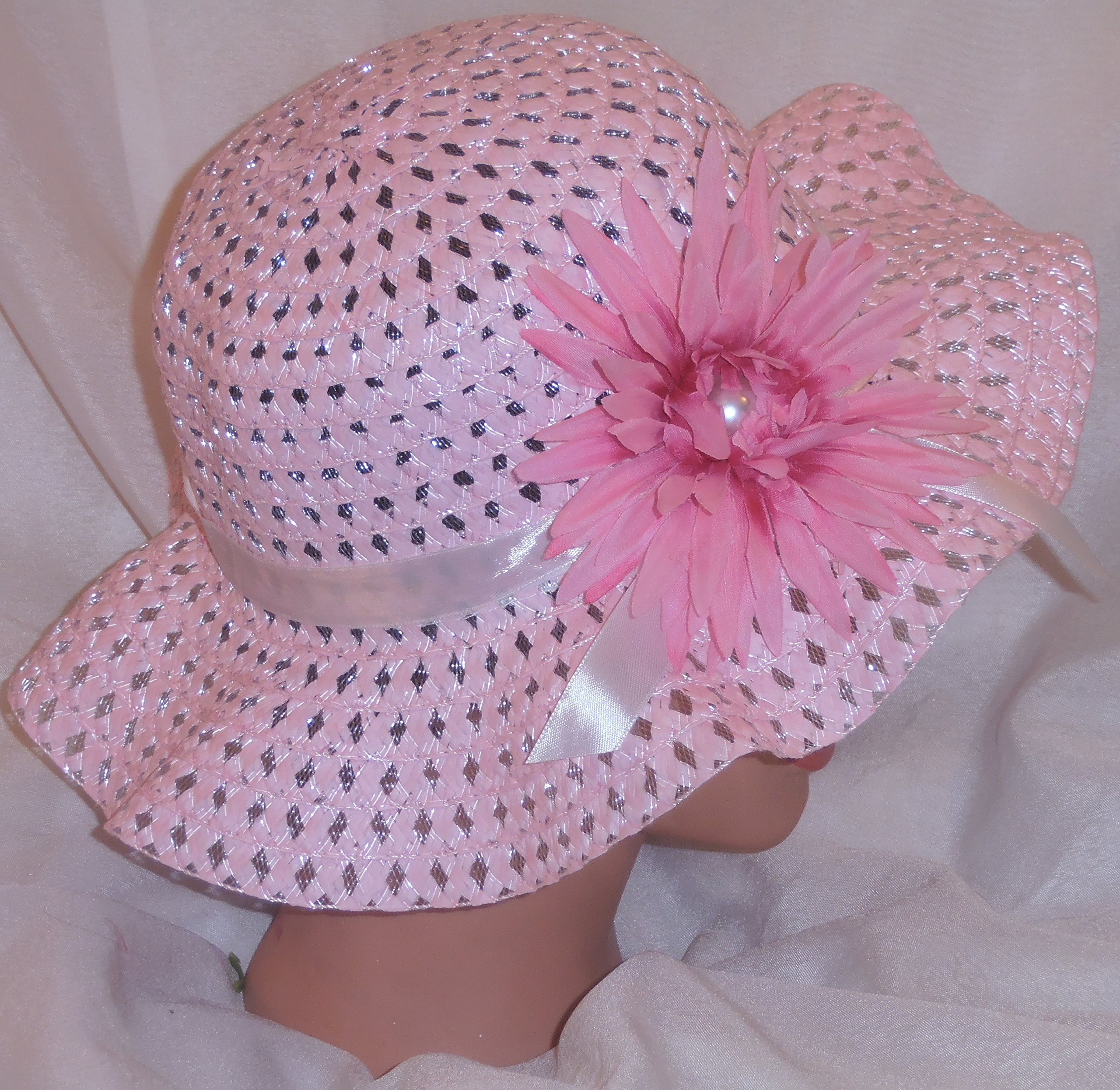 Easter Bonnet for Girls & Toddlers - Pink Floral Daisy Hat for Easter, Tea Party, Dress Up & Spring Celebrations - Perfect for Easter Egg Hunts, Church Events & Photo Shoots