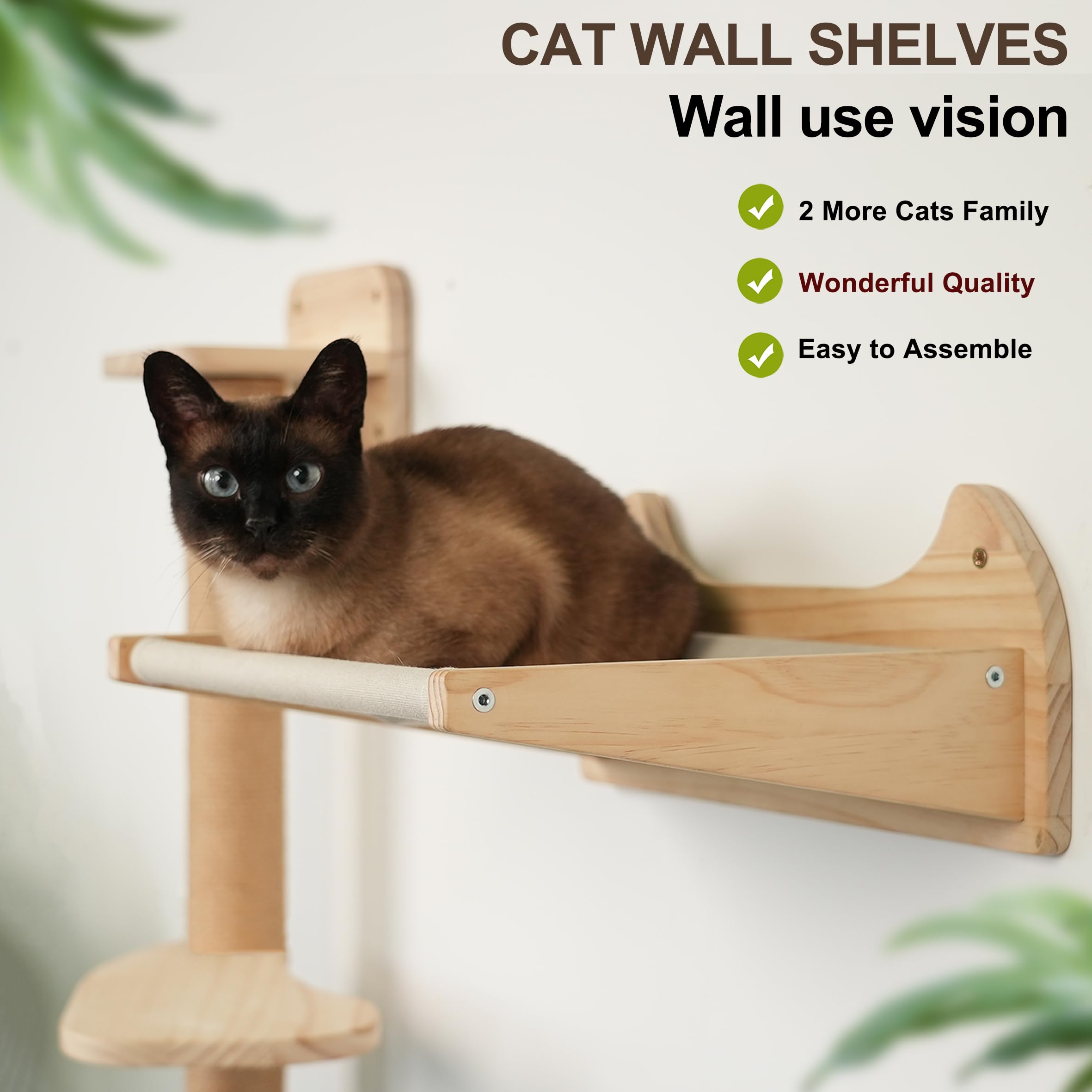 Premium 2-in-1 Cat Window Perch & Wall Shelves - Solid Wood Cat Hammock with Steps & 3-Tier Bed - Wall Mounted Cat Furniture with 18 Strong Suction Cups - Perfect for Indoor Cats to Lounge, Climb & Relax by Windows