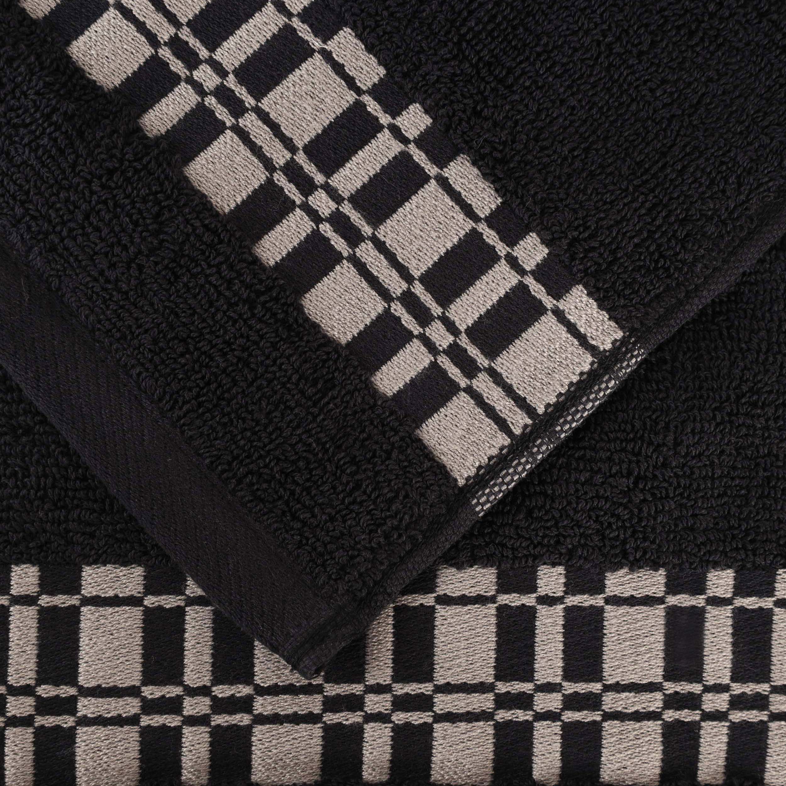Larissa Cotton Geometric Embroidered Border Bath Towels Set of 4 - Soft Absorbent Quick-Dry Luxury Towels for Spa, Bathroom, Pool & Beach Use