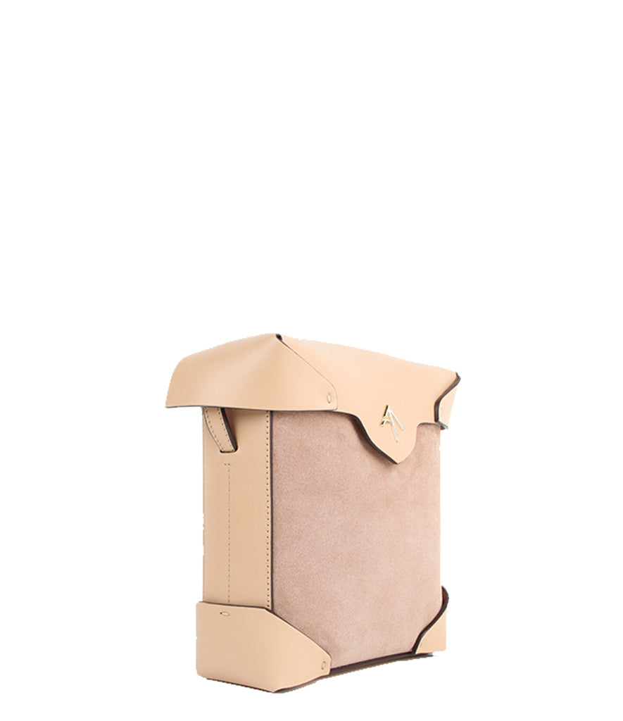 Luxury Mini Suede Crossbody Bag in Champagne/Powder - Elegant Evening Clutch for Parties, Weddings & Special Occasions