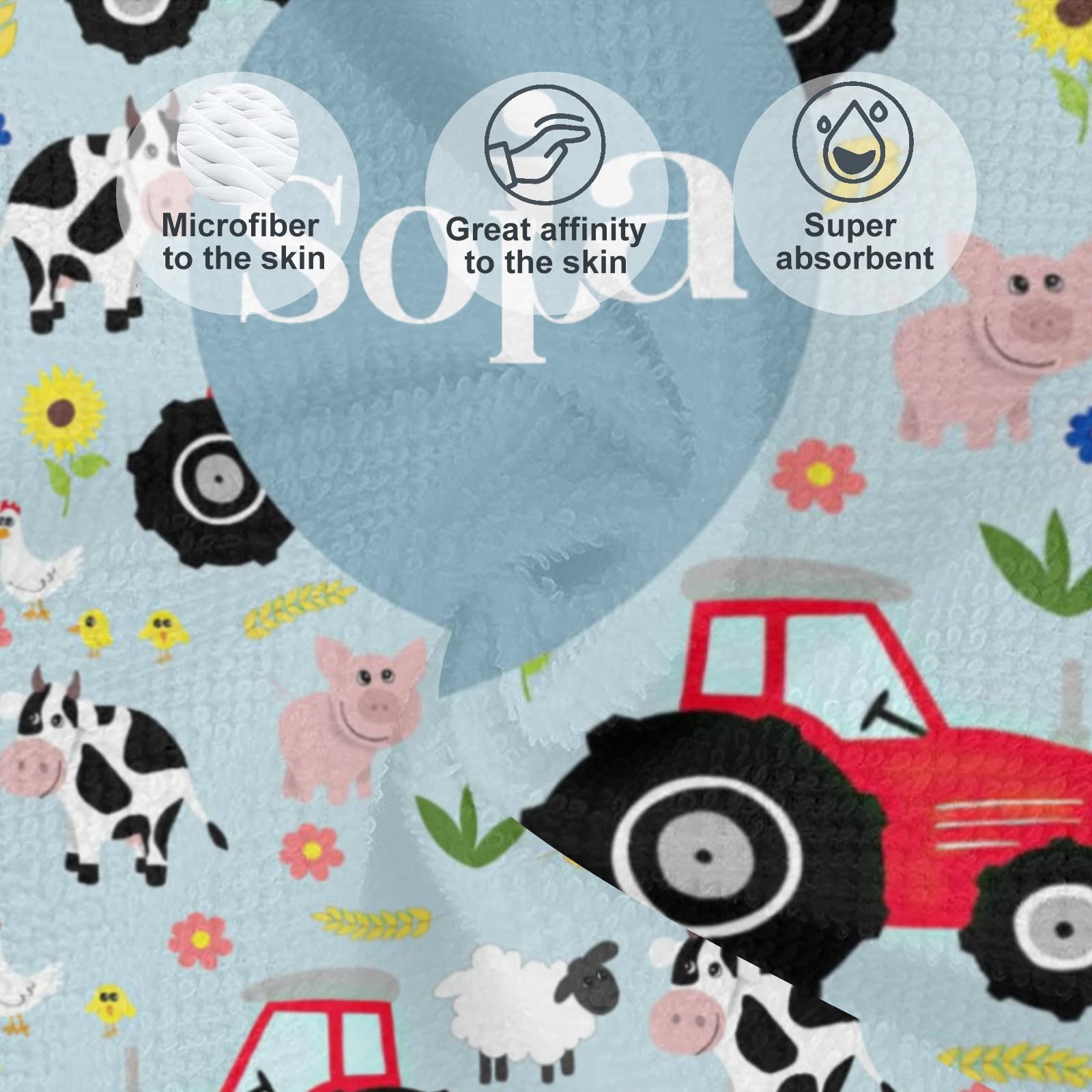 Personalized Farm Animal Beach Towel - Custom Name Microfiber Quick Dry Bath Towel Blanket 30