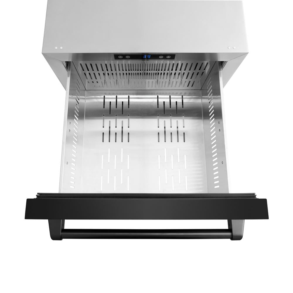 ZLINE 24 Inch Touchstone 168 Can Outdoor Rated Dual Refrigerator Drawer - Black Stainless Steel Doors (RDSO BS 24) | Perfect for Outdoor Kitchens, Patios, and Entertaining Areas