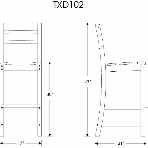 Trex Outdoor Furniture Monterey Bay Bar Side Chair - Charcoal Black - Durable & Weather-Resistant for Patio, Deck, Poolside & Outdoor Dining
