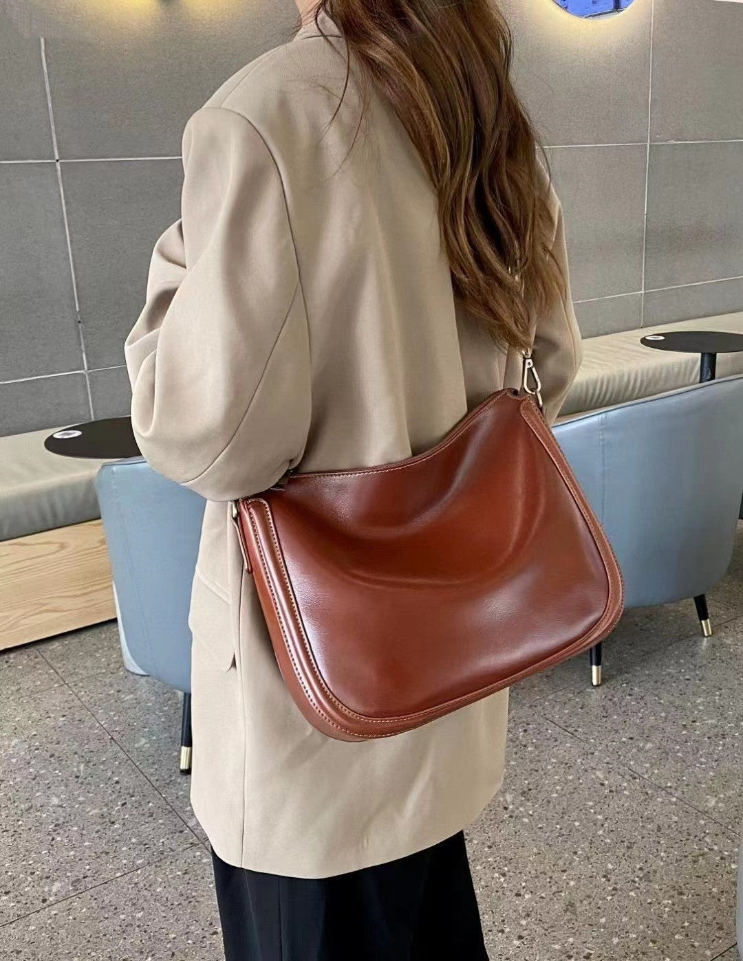 Stylish Leather Sling Bag for Women & Men - Crossbody Shoulder Bag with Adjustable Strap - Perfect for Travel, Work & Everyday Use