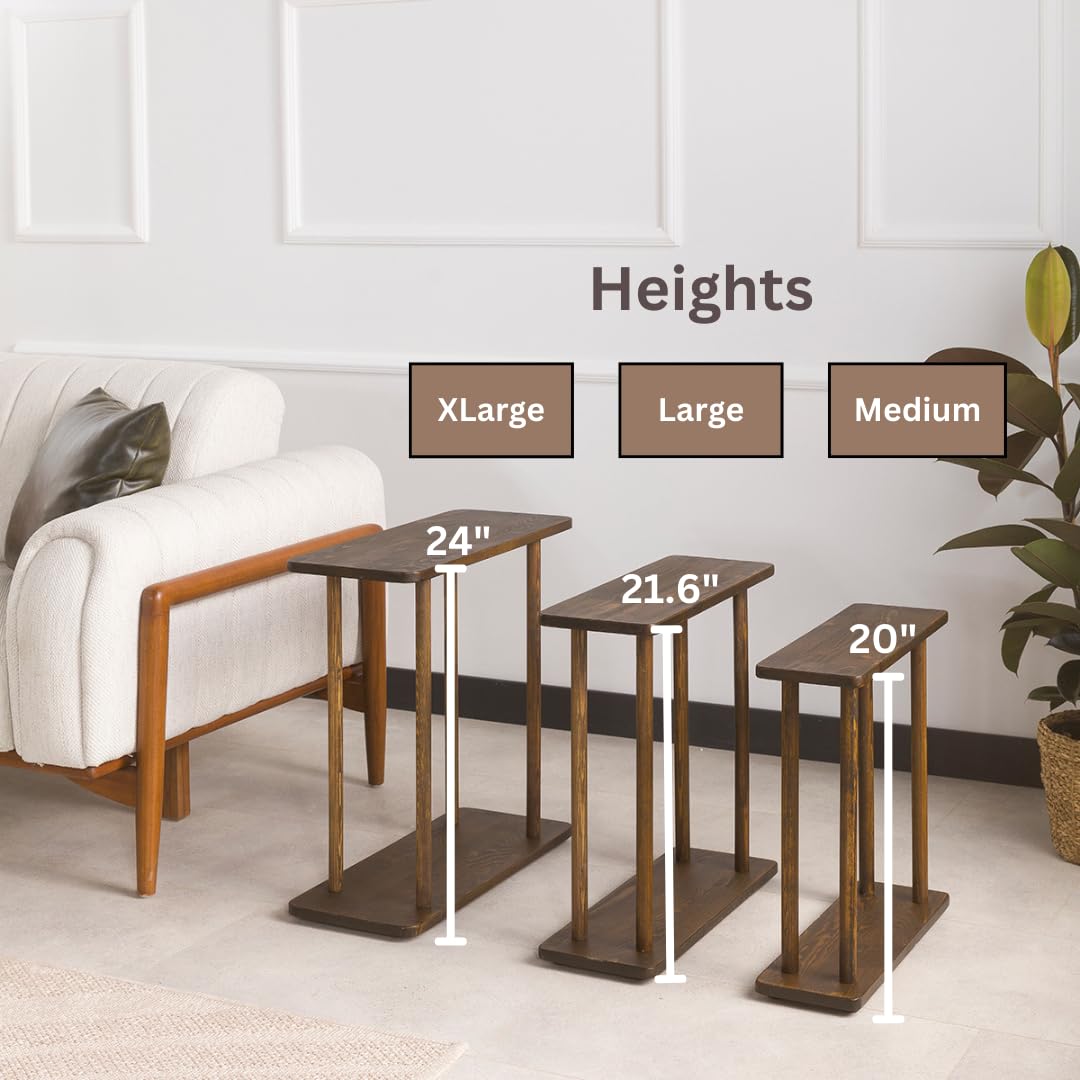 Solid Wood Rectangular Narrow Side Table - Dark Walnut Finish, Large Size | Skinny Bedside Table, Small End Table for Living Room, Bedroom & Office Use