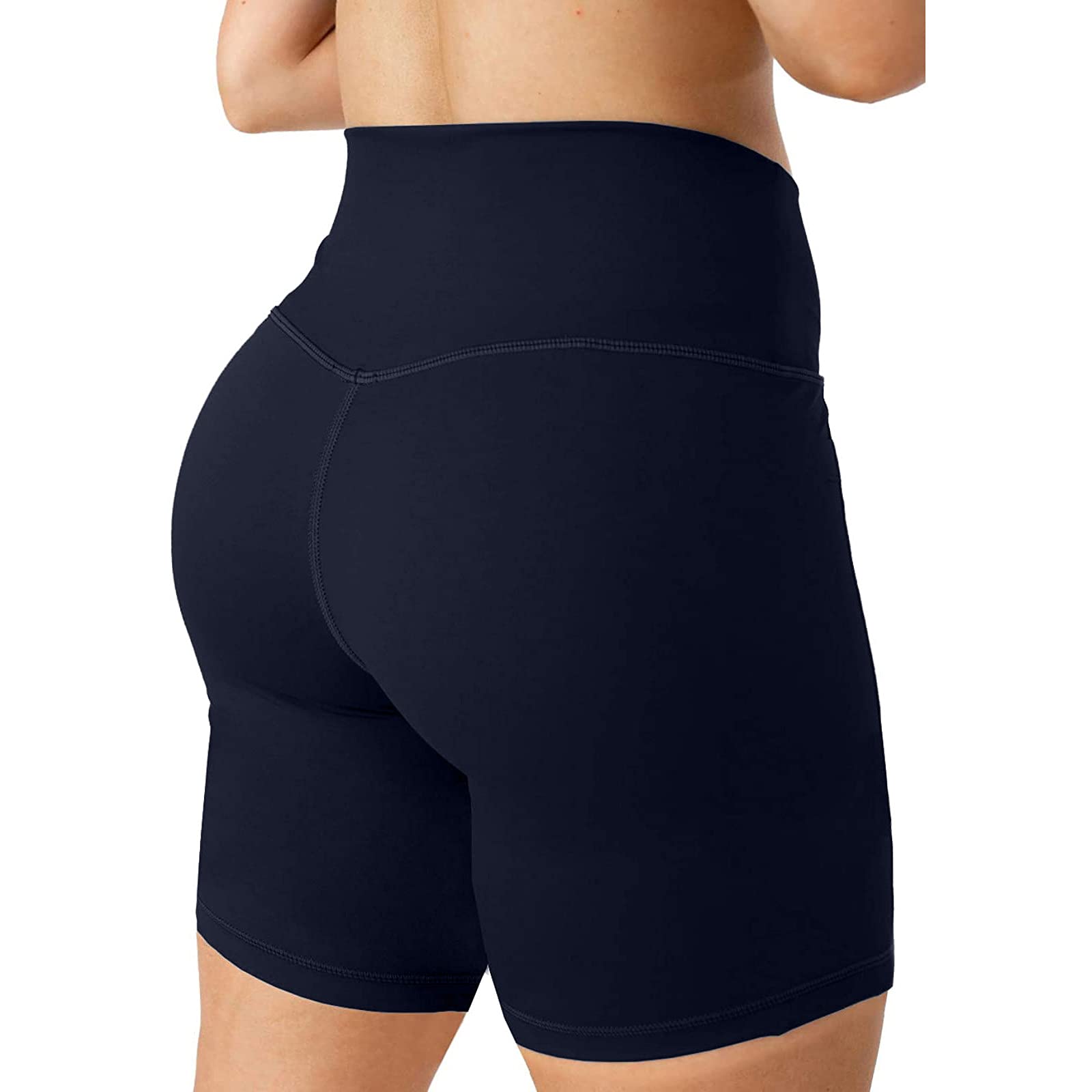 Women's High Waisted Biker Shorts - Tummy Control Yoga Running Workout Shorts with Cross Waist Design | No Pocket Option | Navy Blue XXL | Perfect for Gym, Cycling & Lounge Wear