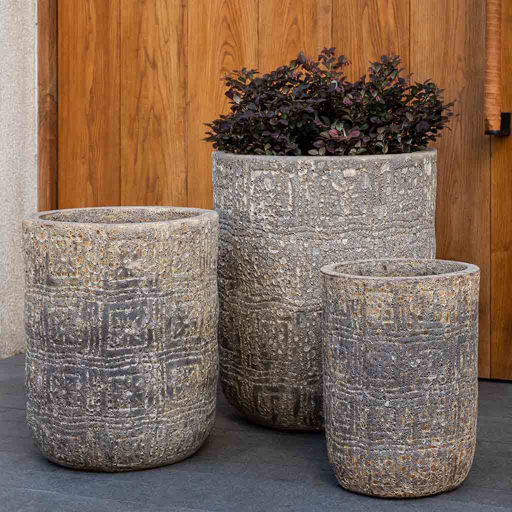 Campania International Eero Angkor Planter Set of 3 - Modern Indoor Outdoor Garden Plant Pots for Home Decor, Patio, Balcony & Office Spaces