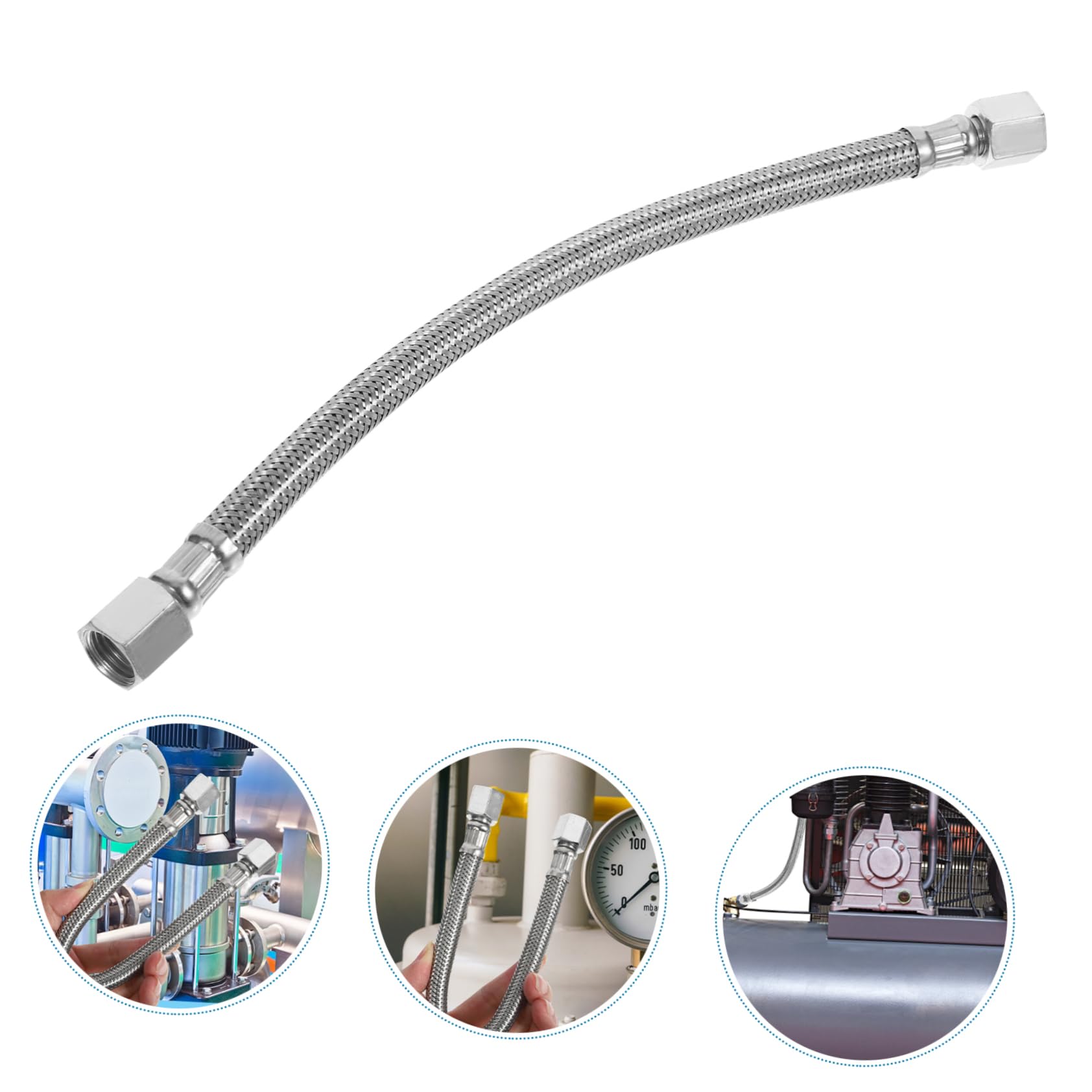 BUGUUYO Stainless Steel Air Compressor Hose - Flexible Replacement Tube for Drain & Exhaust | Workshop & Garage Use