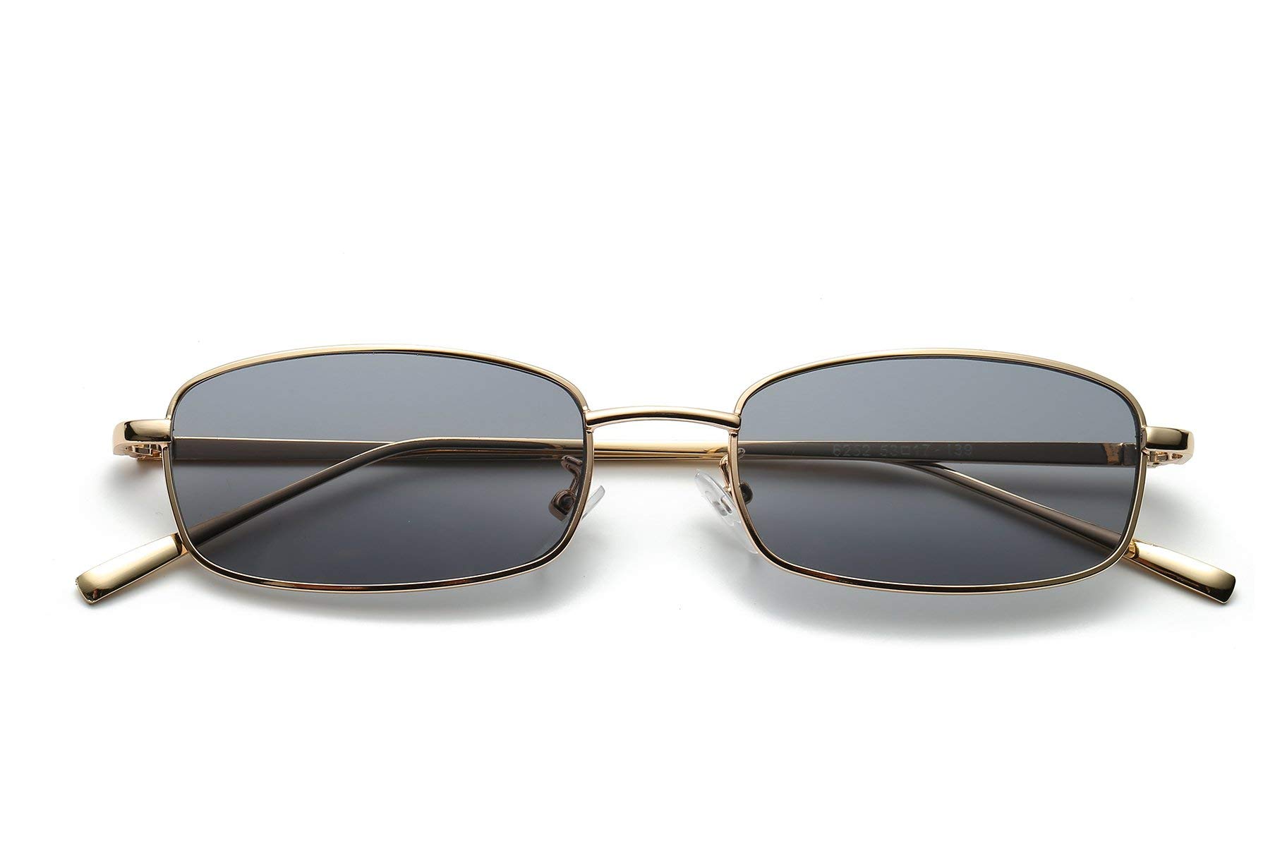 FEISEDY Vintage Small Rectangle Sunglasses for Women & Men - Retro Trendy Square Metal Frame UV Protection Sun Glasses B2295 - Perfect for Outdoor Activities, Beach, Driving & Fashion Accessories