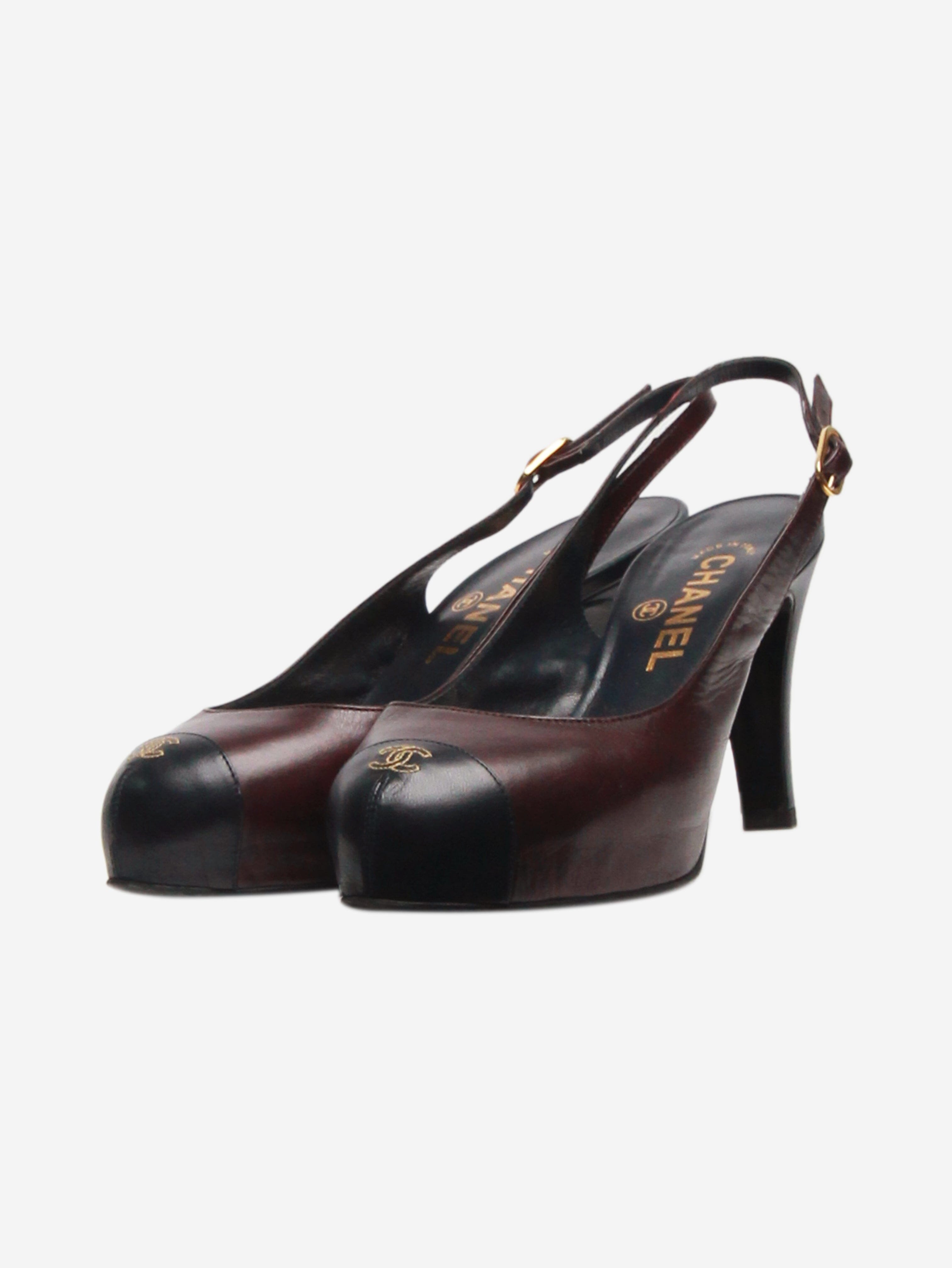 Burgundy Slingback Platform Pumps Women's Shoes Size EU 37.5 (US 7.5) - Elegant Heels for Weddings, Parties & Office Wear
