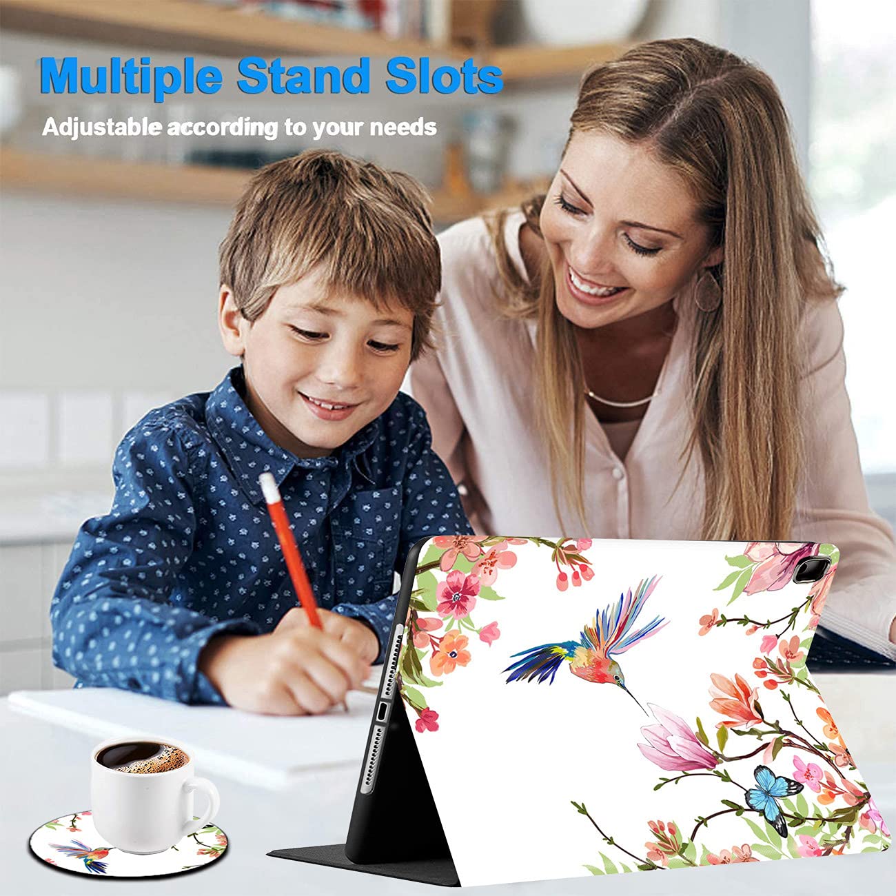 Shockproof Lightweight iPad Case Cover for iPad 9.7 Inch (2018/2017 6th/5th Gen), iPad Air 2 (A1673/A1674/A1675) with Coasters Set - Perfect for Work, Travel & Home Use