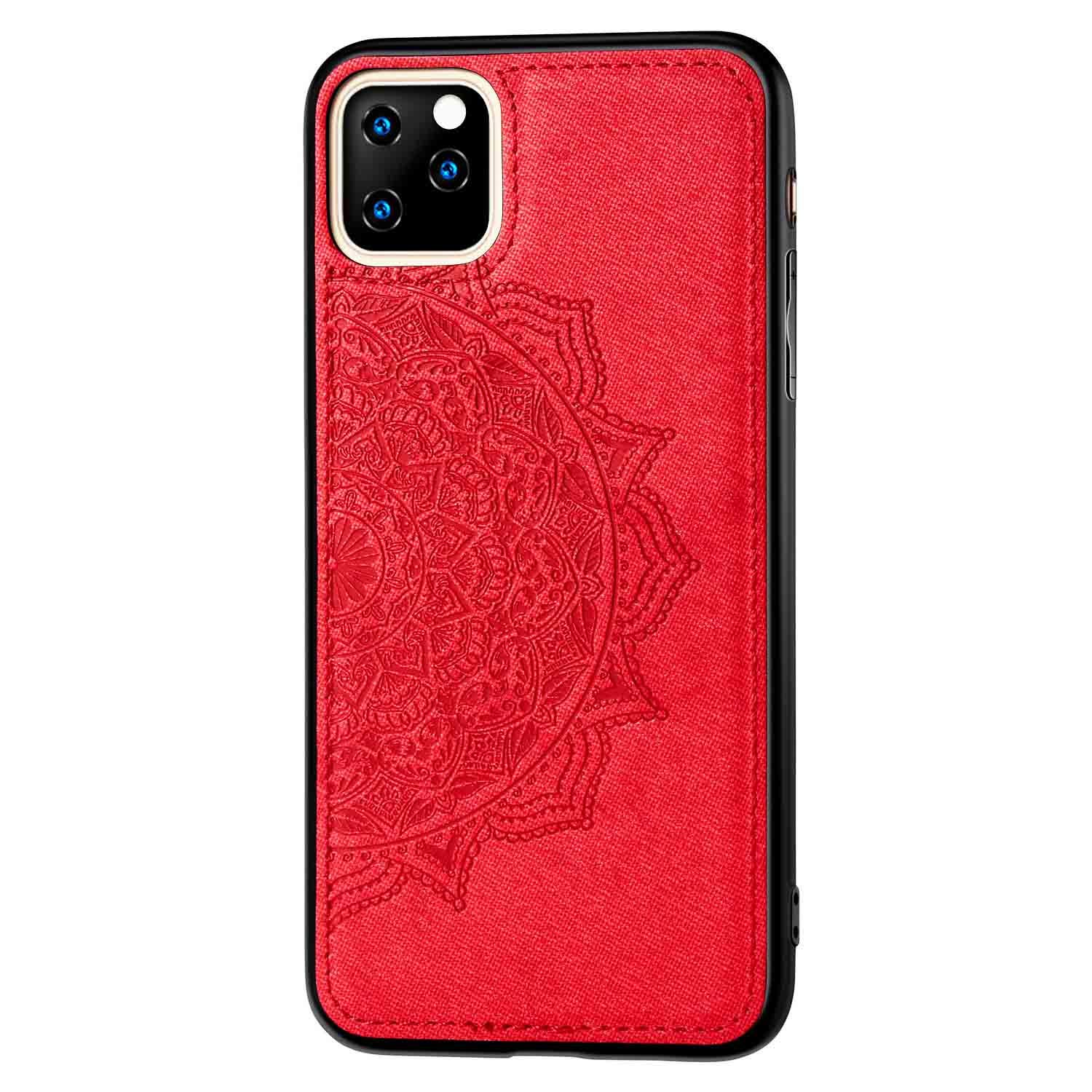 Magnetic Flower Case for Apple iPhone 11 Pro Max (6.5 Inch) - 3D Floral Embossed Slim Shockproof Cover with Car Mount Compatibility (Skin-Red) - Perfect for Daily Use, Commuting & Gift Giving