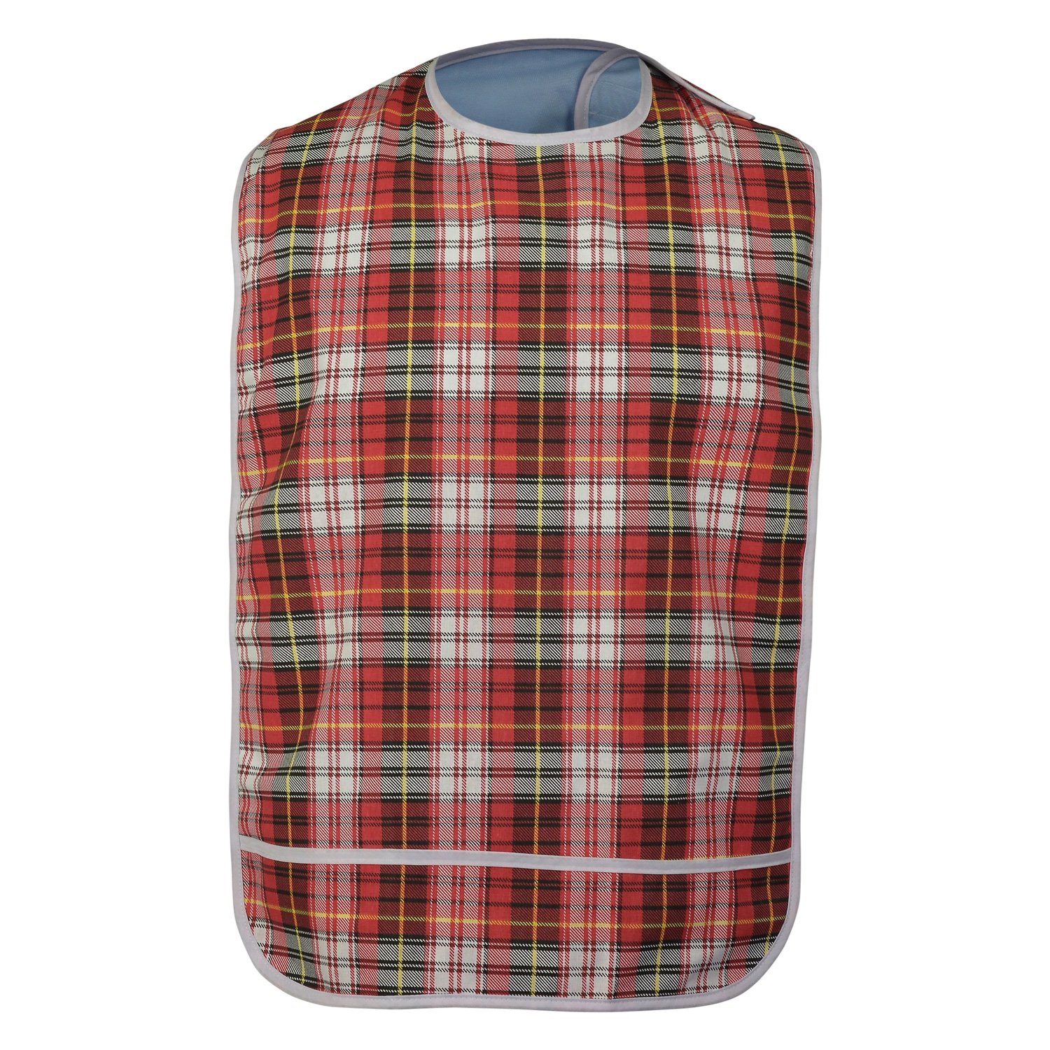 Modaliv Adult Bib for Eating - Waterproof Clothes Protector with Crumb Catcher Pocket - Reusable Bibs for Elderly, Disabled Men & Women - Ideal for Mealtime, Dining Out & Assisted Living Care