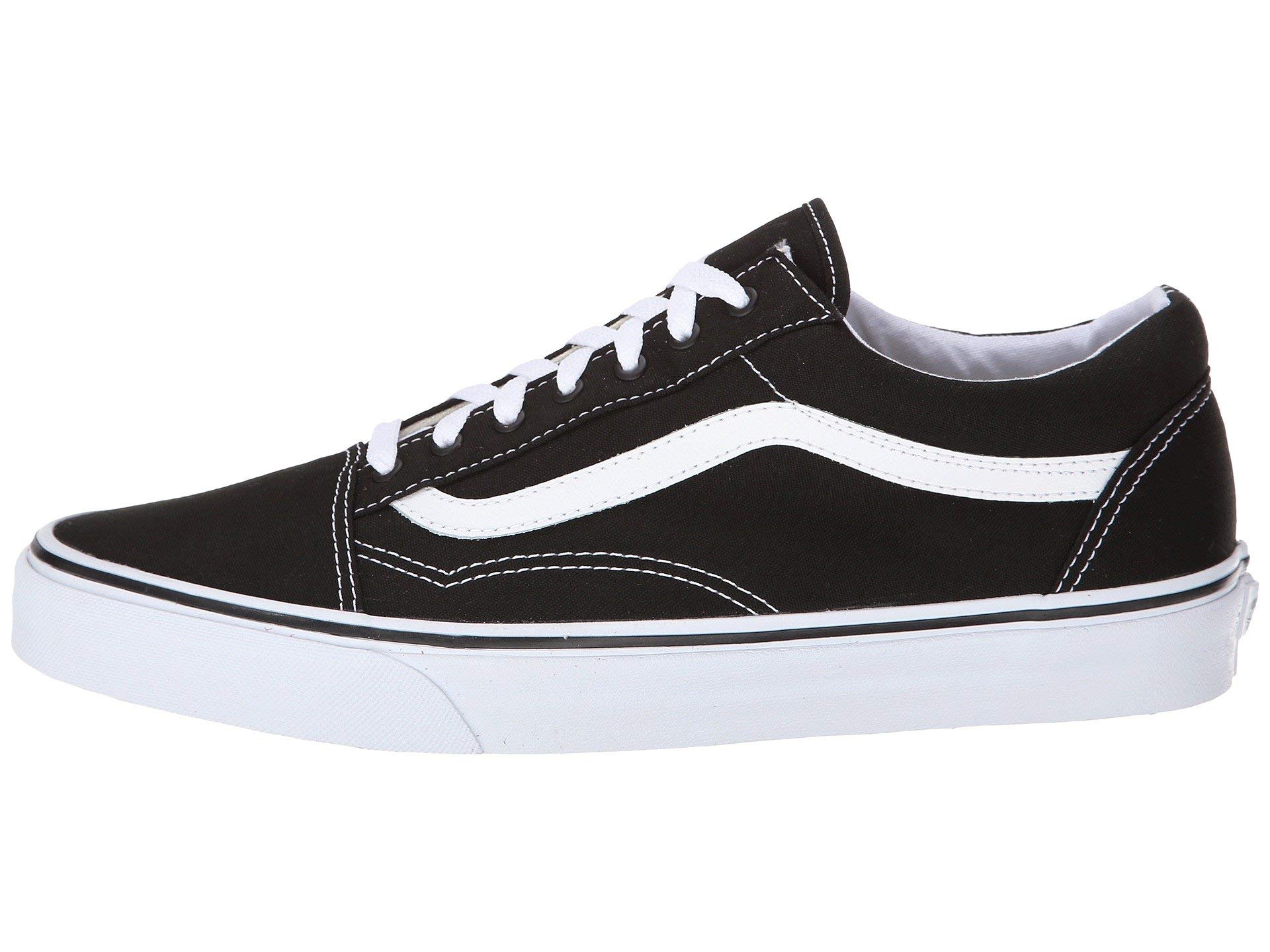 Vans Men's Old Skool Classic Canvas Sneakers - Black/White Size 10 | Skate Shoes for Men | Casual Streetwear & Everyday Comfort