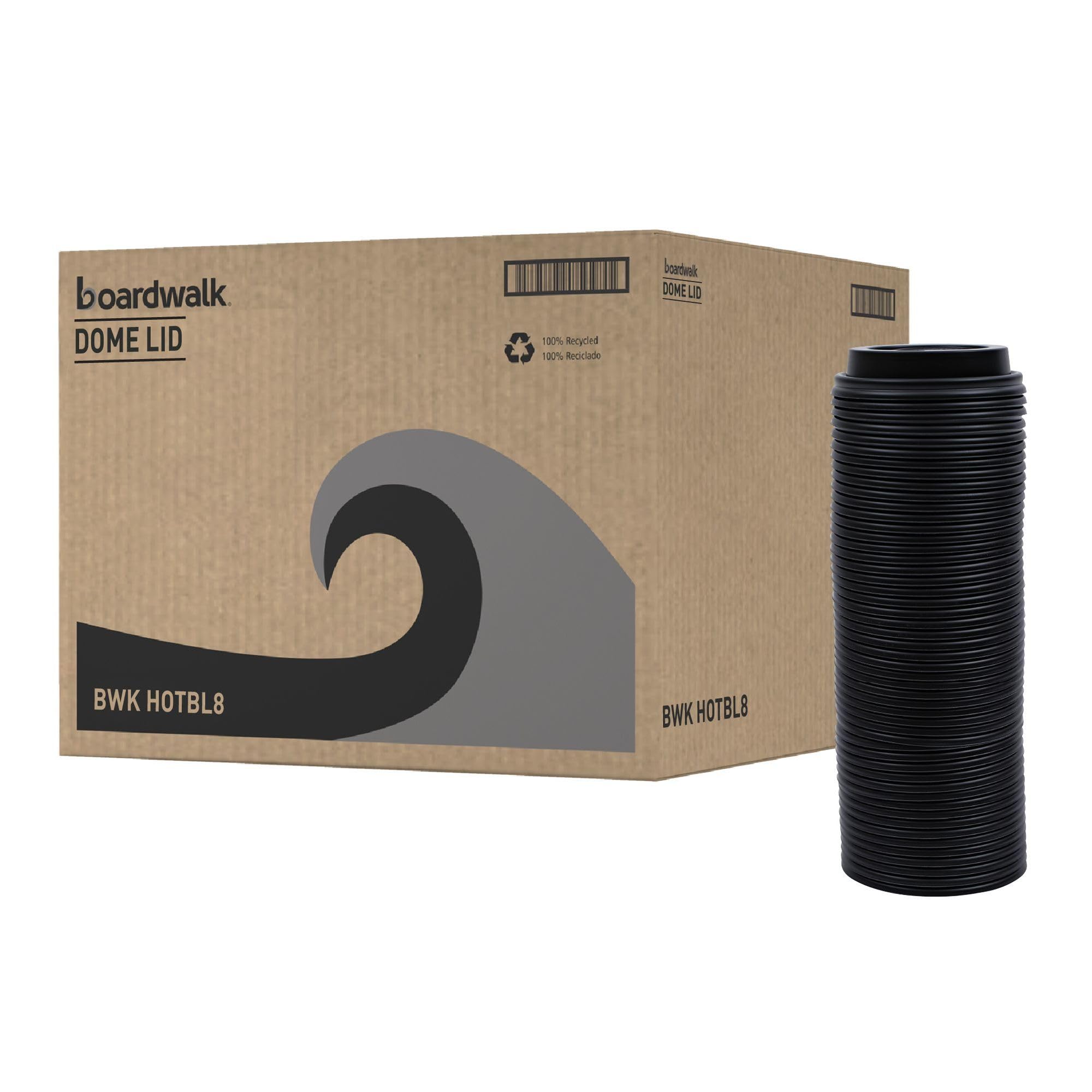 Boardwalk BWKHOTBL8 Black 8 oz Hot Cup Lids - 1000 Count Carton for Coffee, Tea & Hot Beverages - Perfect for Cafes, Offices & Takeout Services