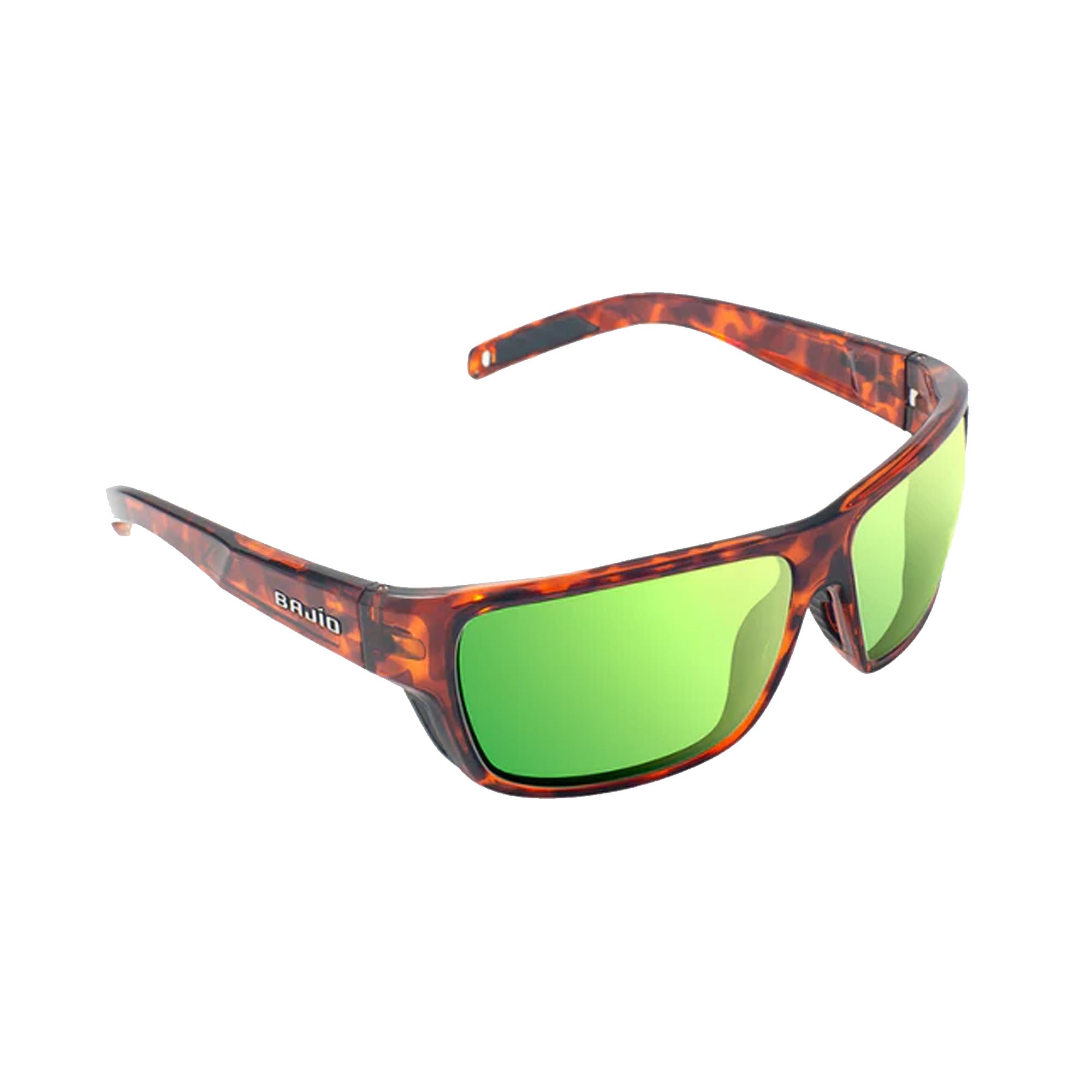 Bajio Rigolets Small Men's Polarized Sunglasses - Brown Tortoise Gloss Frame with Green Mirror Lenses for Driving, Fishing & Outdoor Activities