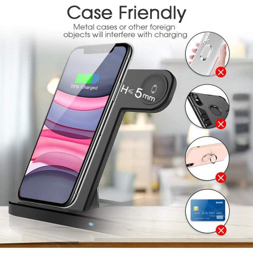 4-in-1 Fast Wireless Charging Station for iPhone, Apple Watch Series 1-5, AirPods Pro & Apple Pencil - Multi-Device Charging Stand for Home, Office & Travel