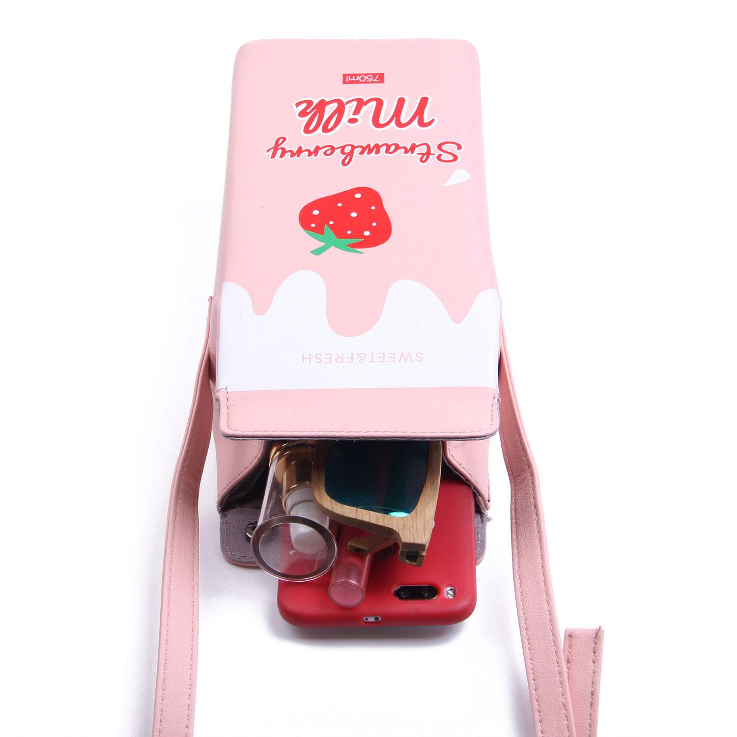 Lanpet Women's Unique Fruit-Themed Crossbody Bag - Banana Strawberry Milk Box Design Phone Wallet Purse for Girls | Perfect for School, Shopping & Travel Accessories