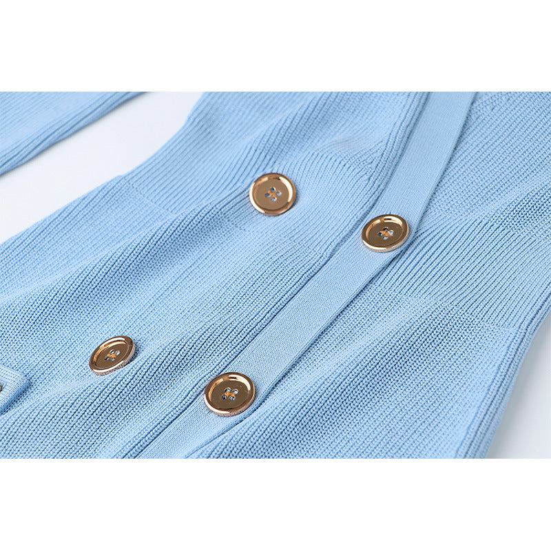 Blue Caroline Knit Mini Dress with Metal Bottom - Perfect for Night Out, Party & Casual Wear