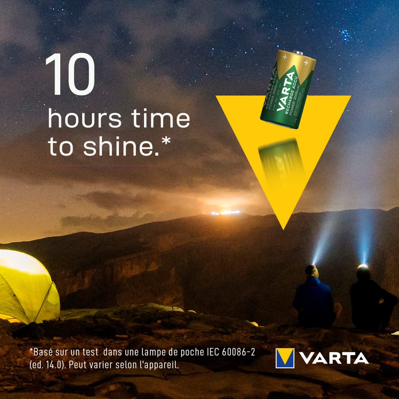 Varta High Capacity C Pre-Charged Rechargeable Batteries 3000mAh - 2 Pack for Flashlights, Toys, and Emergency Power Backup
