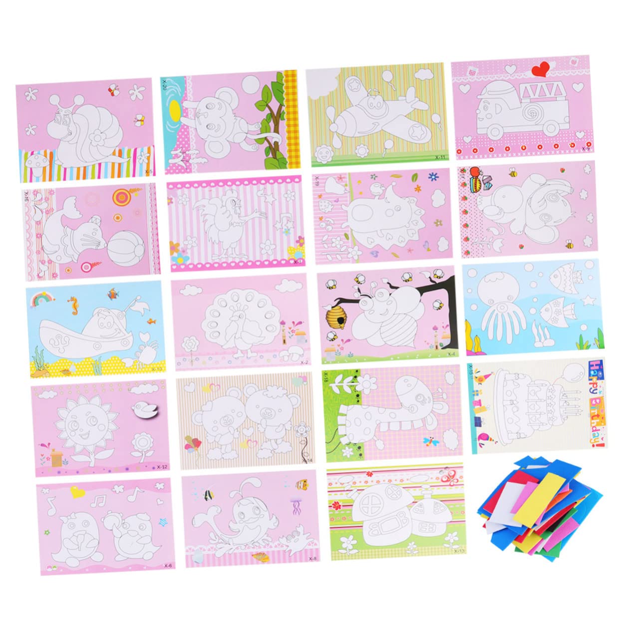 19 Pack Animal Mosaic Sticker Art Kit for Kids - DIY Foam Puffy Stickers, 3D Wall Art & Craft Shapes - Creative Play, Room Decor & Party Favors for Boys & Girls