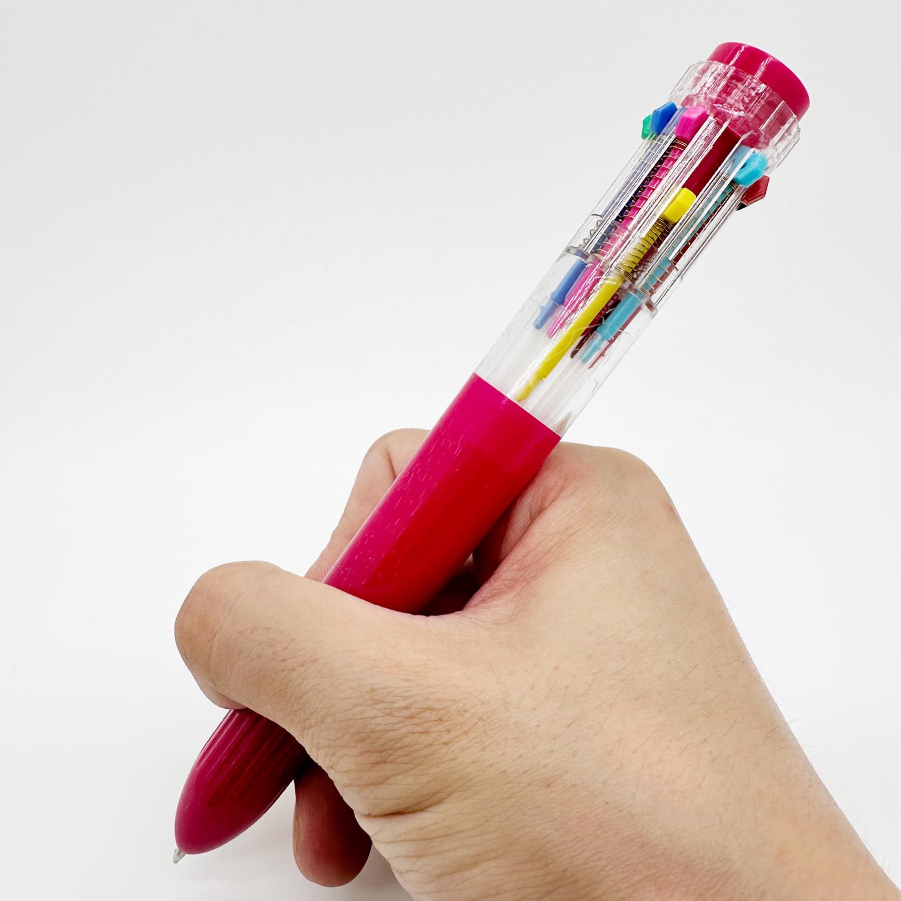 HeTaoCat 10-in-1 Multicolor Pens 3 Pack - 0.5mm Fine Point Retractable Ballpoint Pens with Transparent Barrel (10 Vibrant Colors) - Perfect for Office, School, Note Taking, Journaling & Art Projects