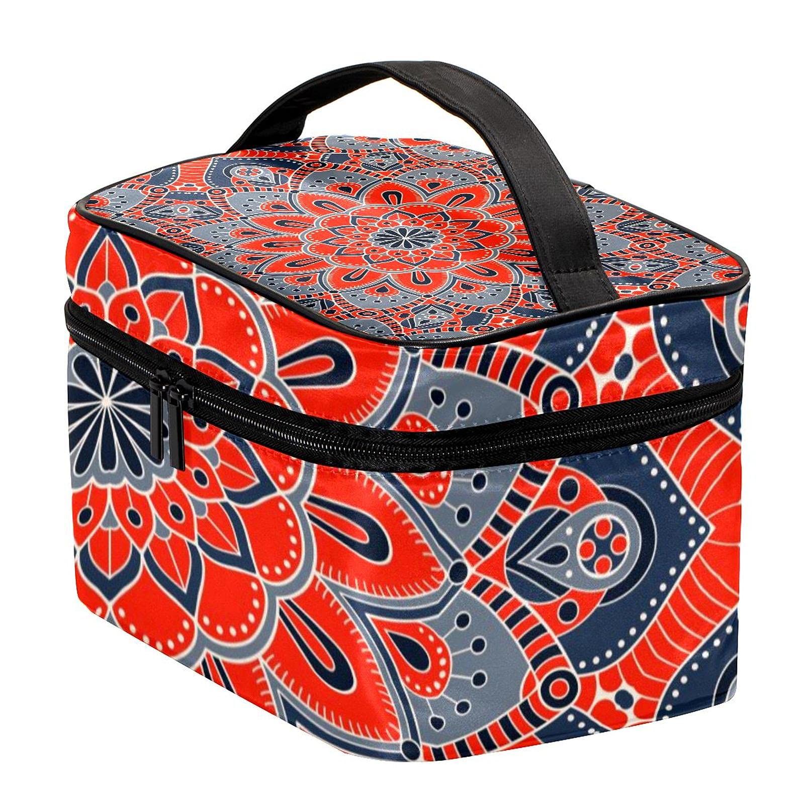 **Hippie Mandala Psychedelic Floral Travel Makeup Bag – Large Cosmetic Organizer with Zipper for Women & Girls – Perfect for Travel, Gym, and Daily Essentials Storage**